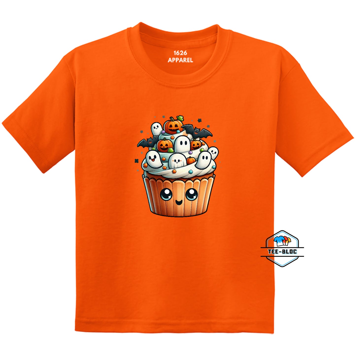Kids' Halloween Cupcake Orange Graphic T-Shirts