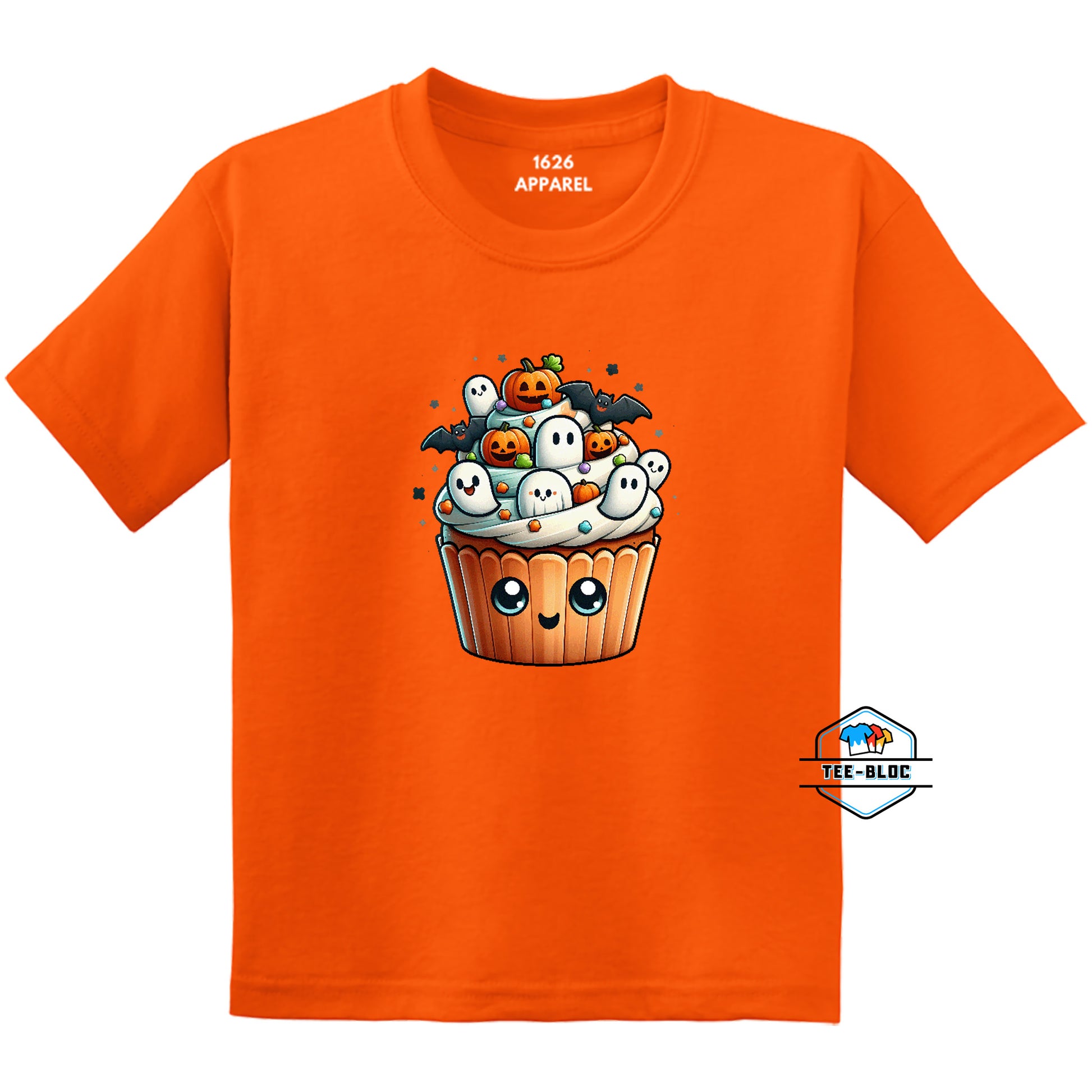 Kids' Halloween Cupcake Orange Graphic T-Shirts