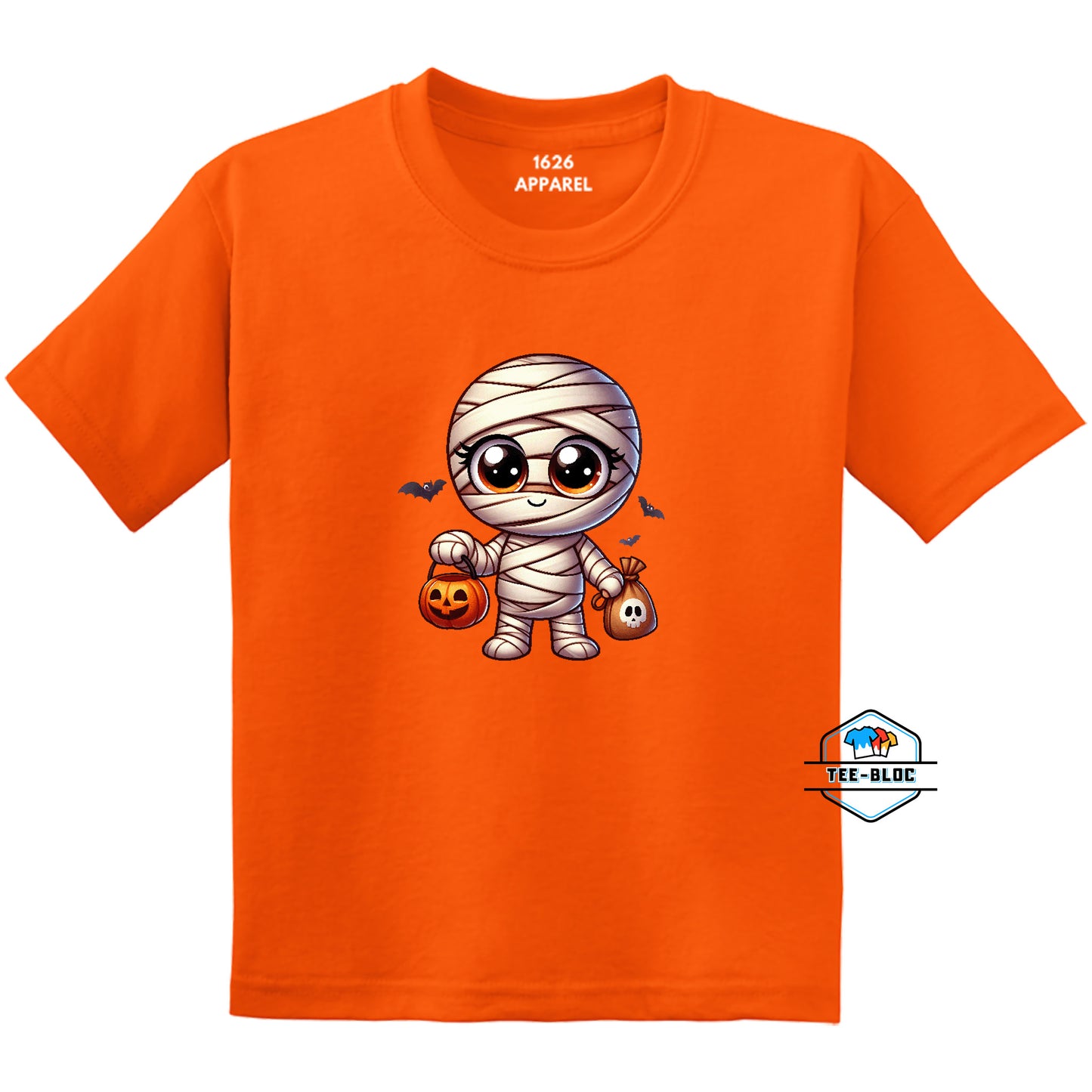 Kids' Cute Mummy Halloween Graphic Orange T-Shirts