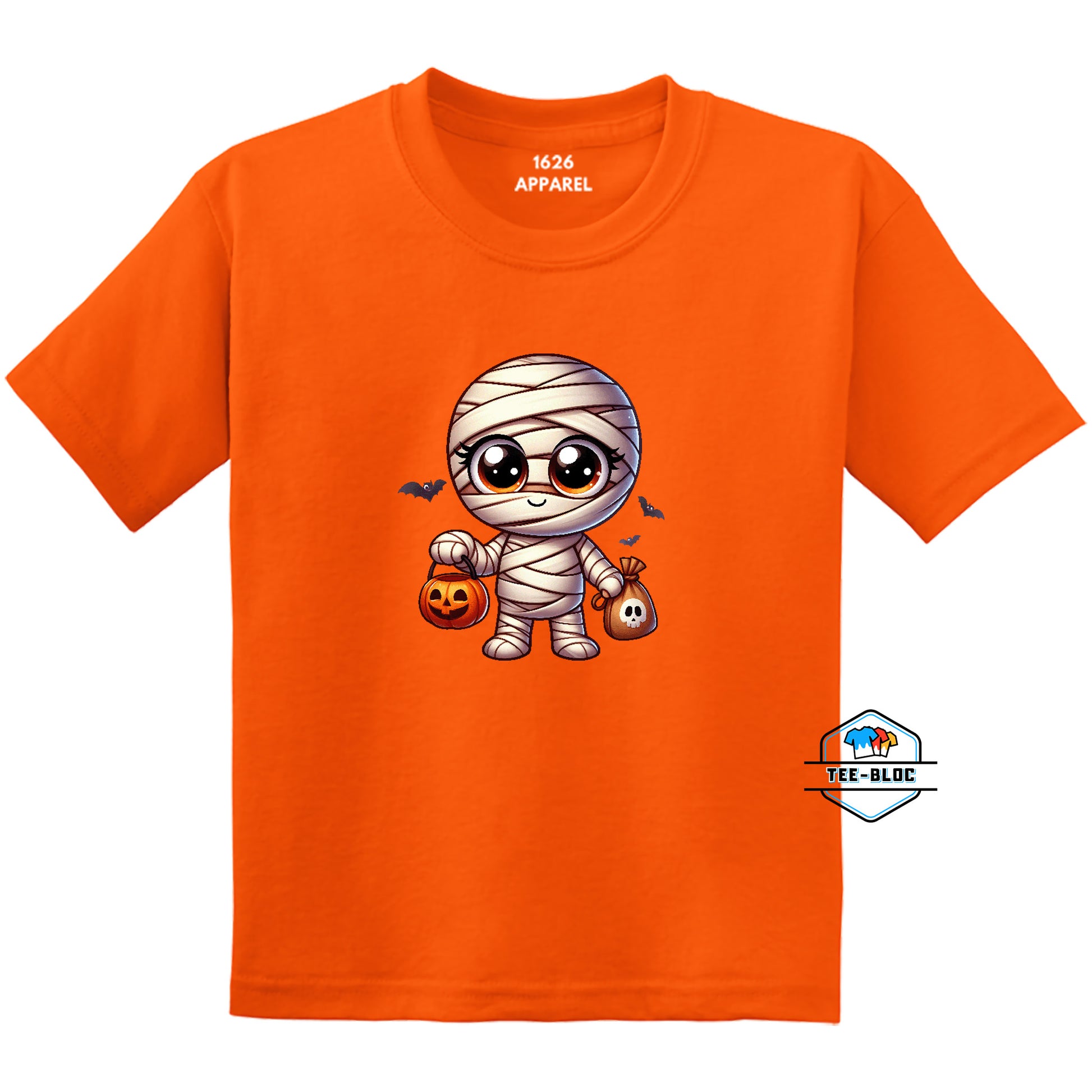 Kids' Cute Mummy Halloween Graphic Orange T-Shirts