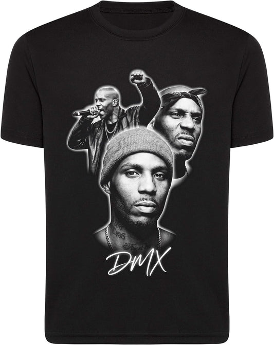 black t-shirt with rapper dmx's face on the front