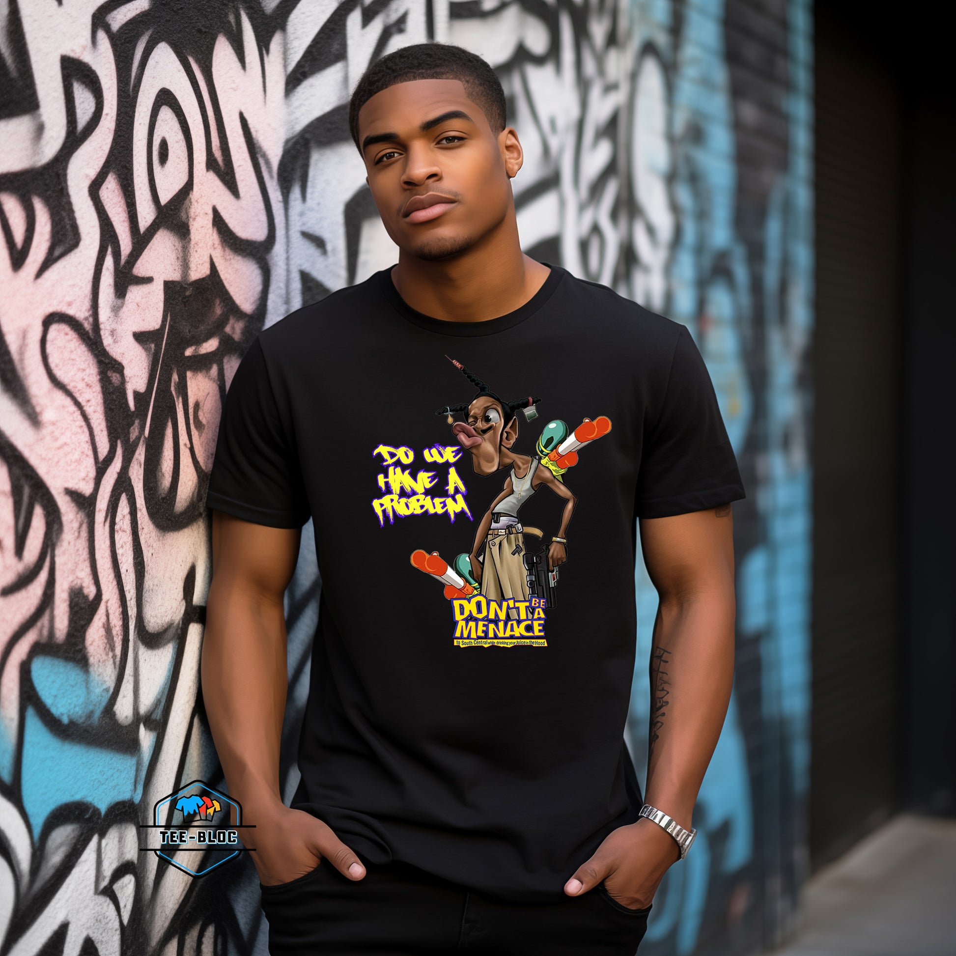 Don't Be A Menace Graphic Printed Black T-Shirts Model