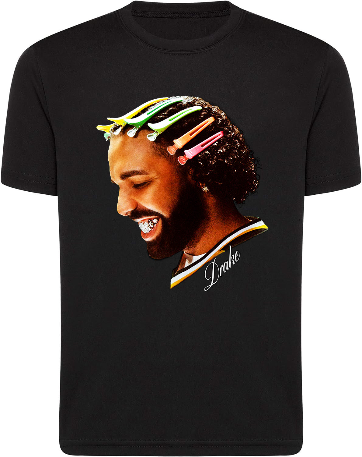 Drake Celebrity Big Faces Graphic Printed Black T-Shirts