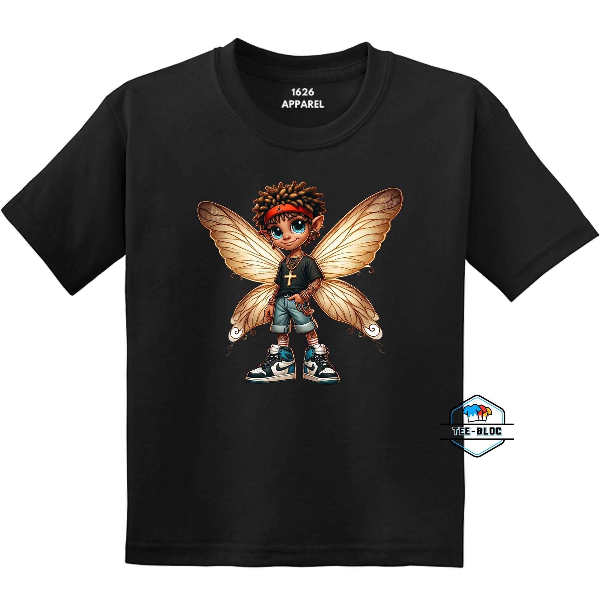 Twists with Headband Fairy - Black Youth T-Shirts