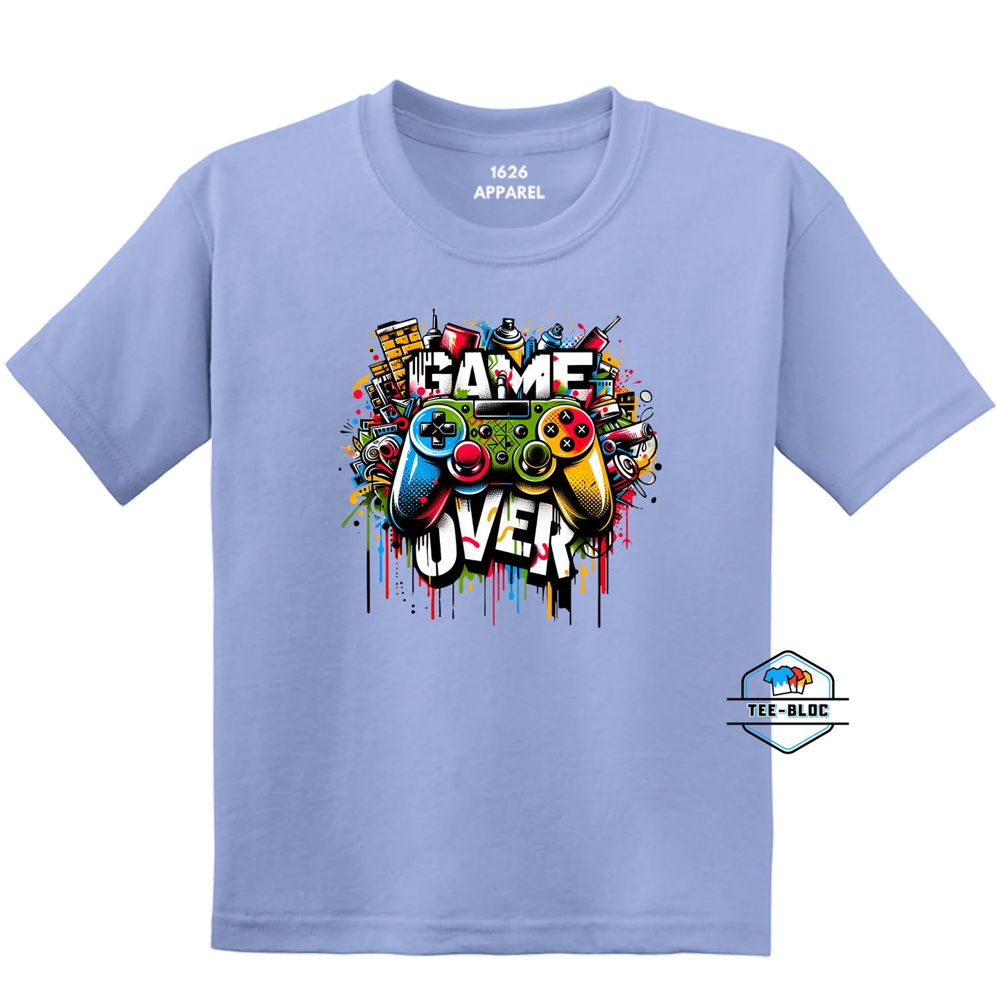 Game Over Gamer Carolina Blue Youth T-Shirts