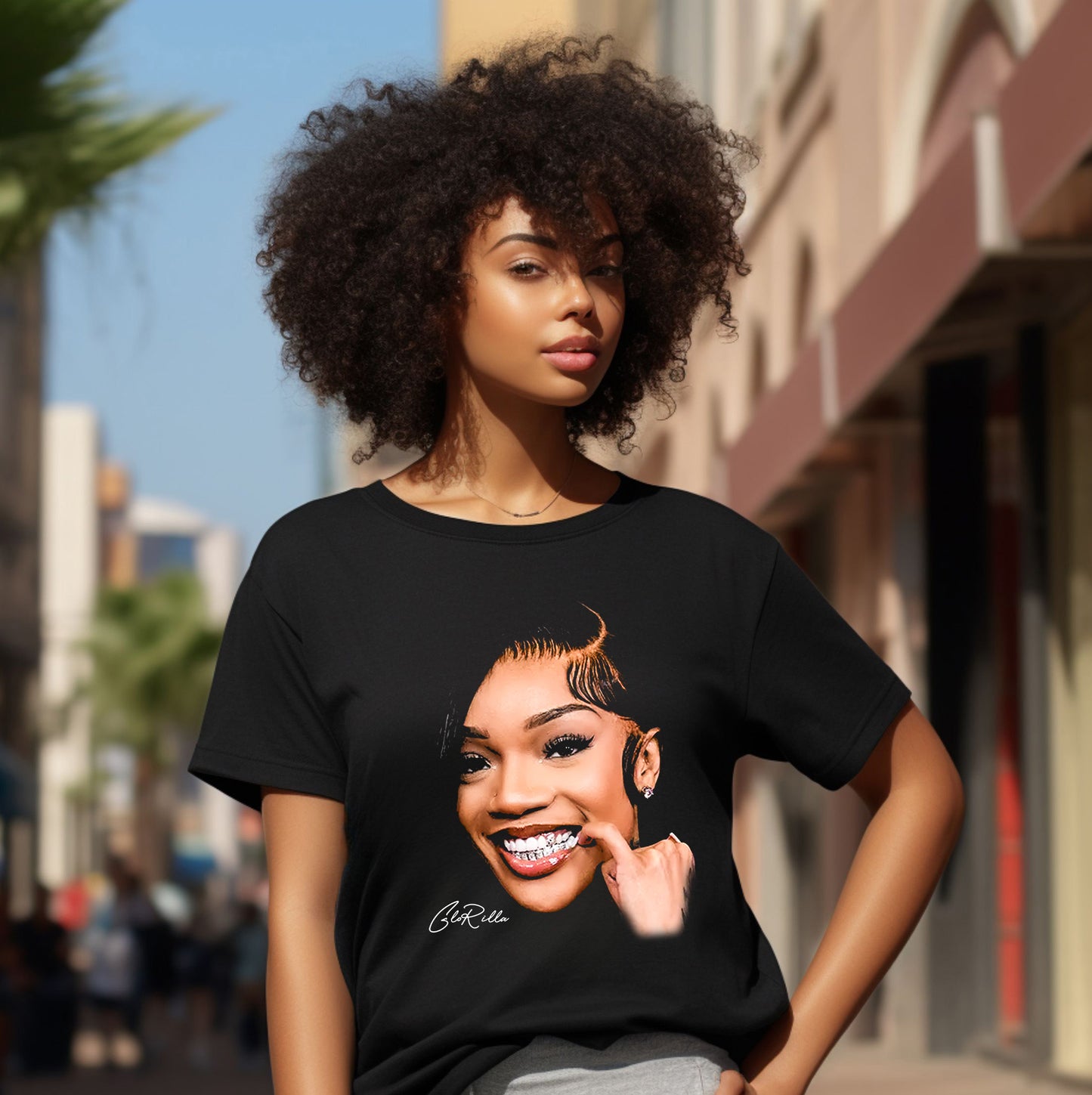 Glorilla Celebrity Big Face Graphic Printed T-Shirts