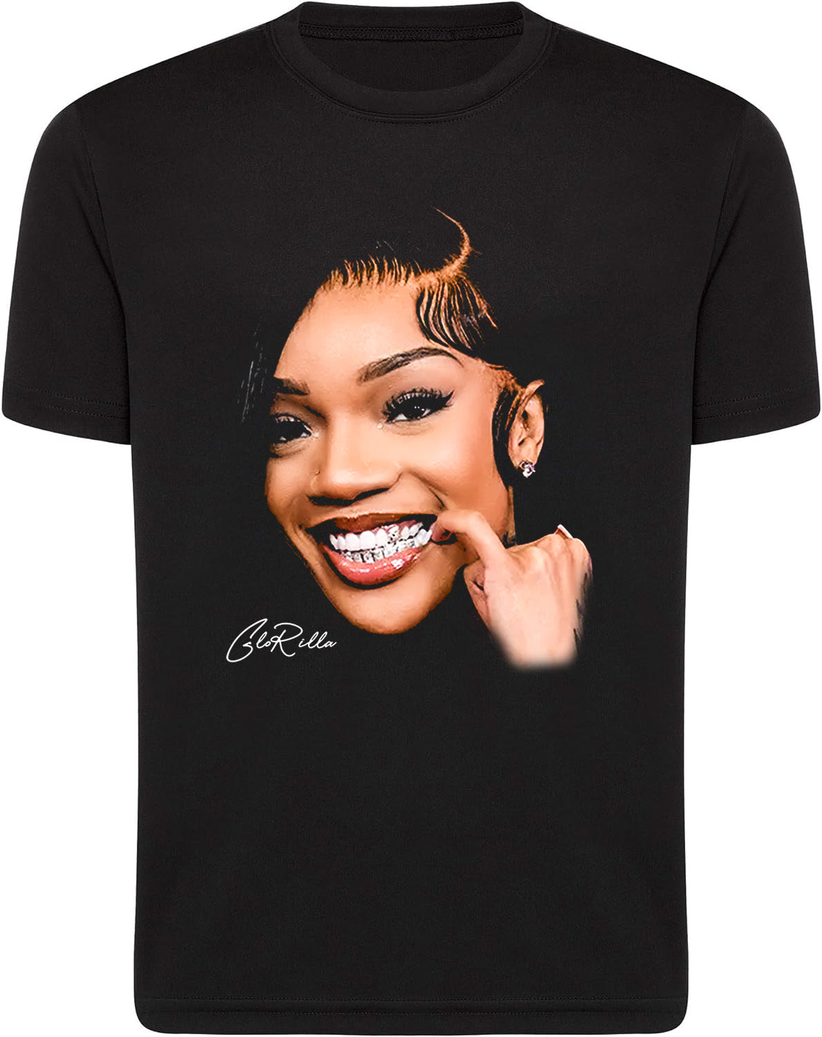 Glorilla Celebrity Big Face Graphic Printed Black T-Shirts