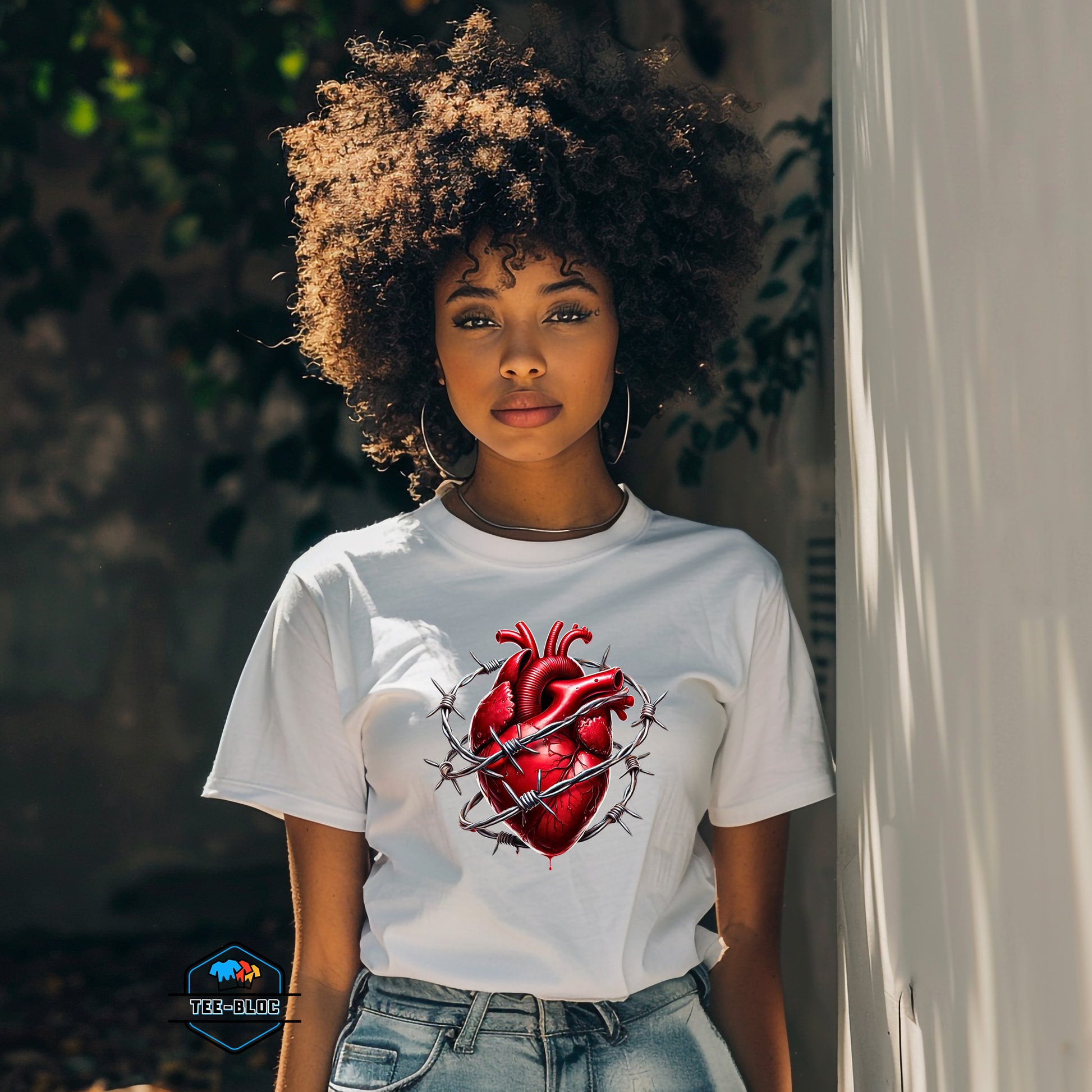 Women's Guarded Heart Graphic Printed White T-Shirts Model