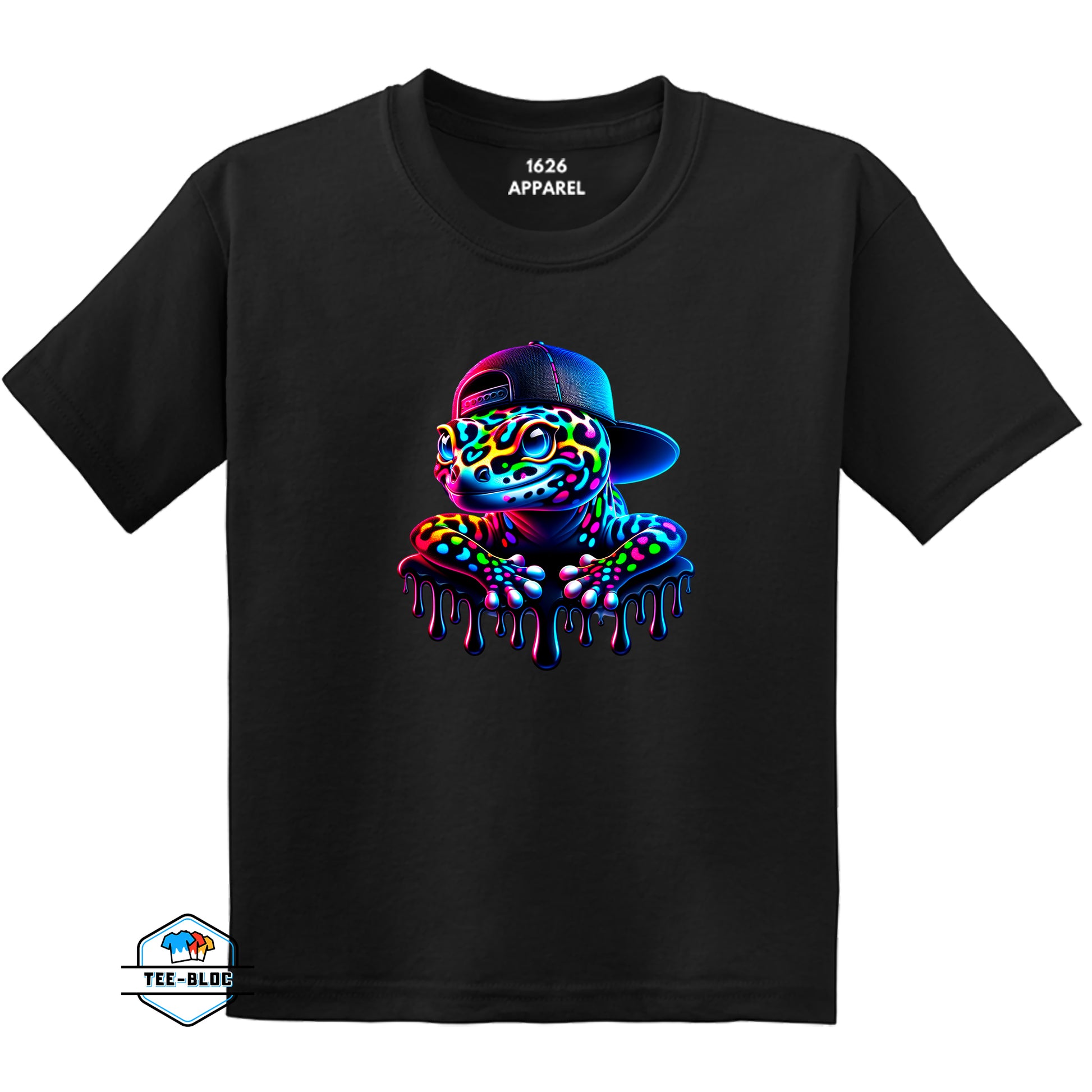 Kid's Hat to the Back Gecko Black T-Shirts