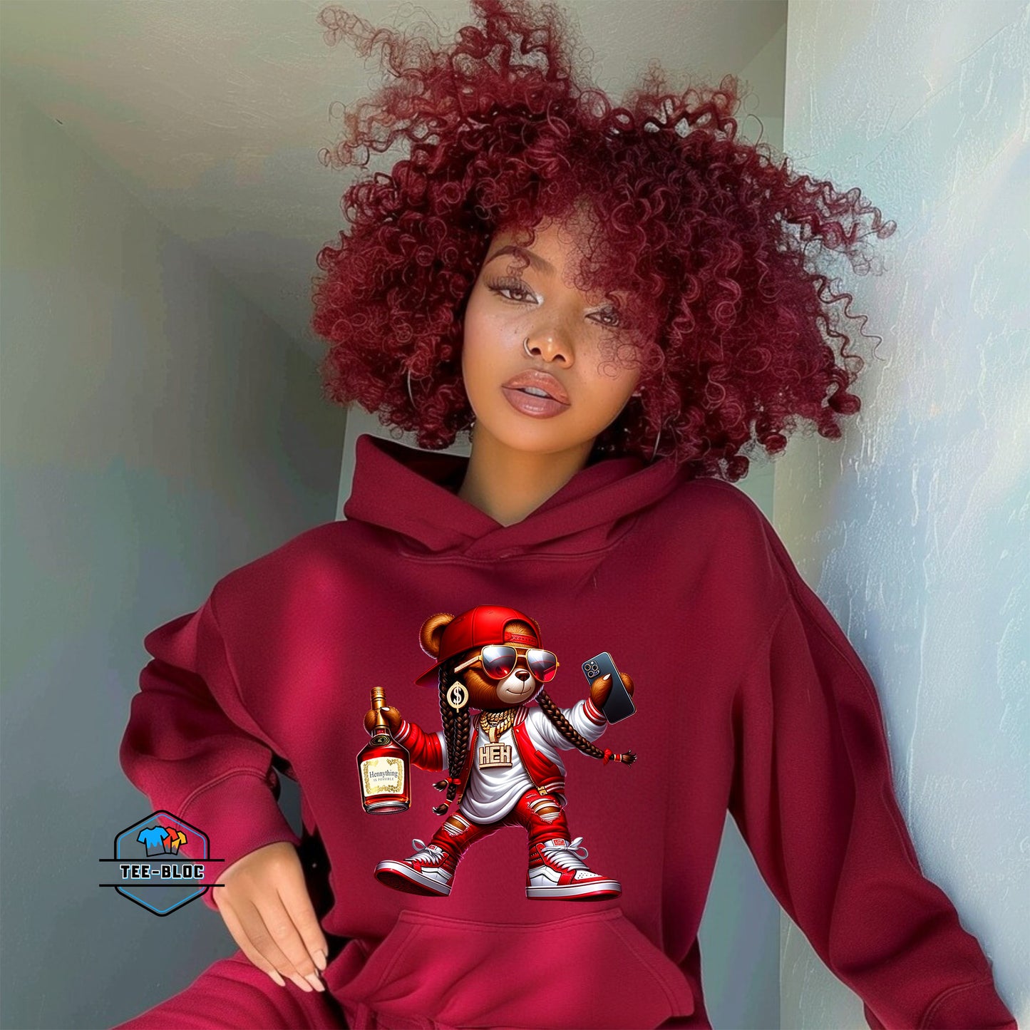 Women's Hennything Is Possible Burgandy Hoodies Model 3