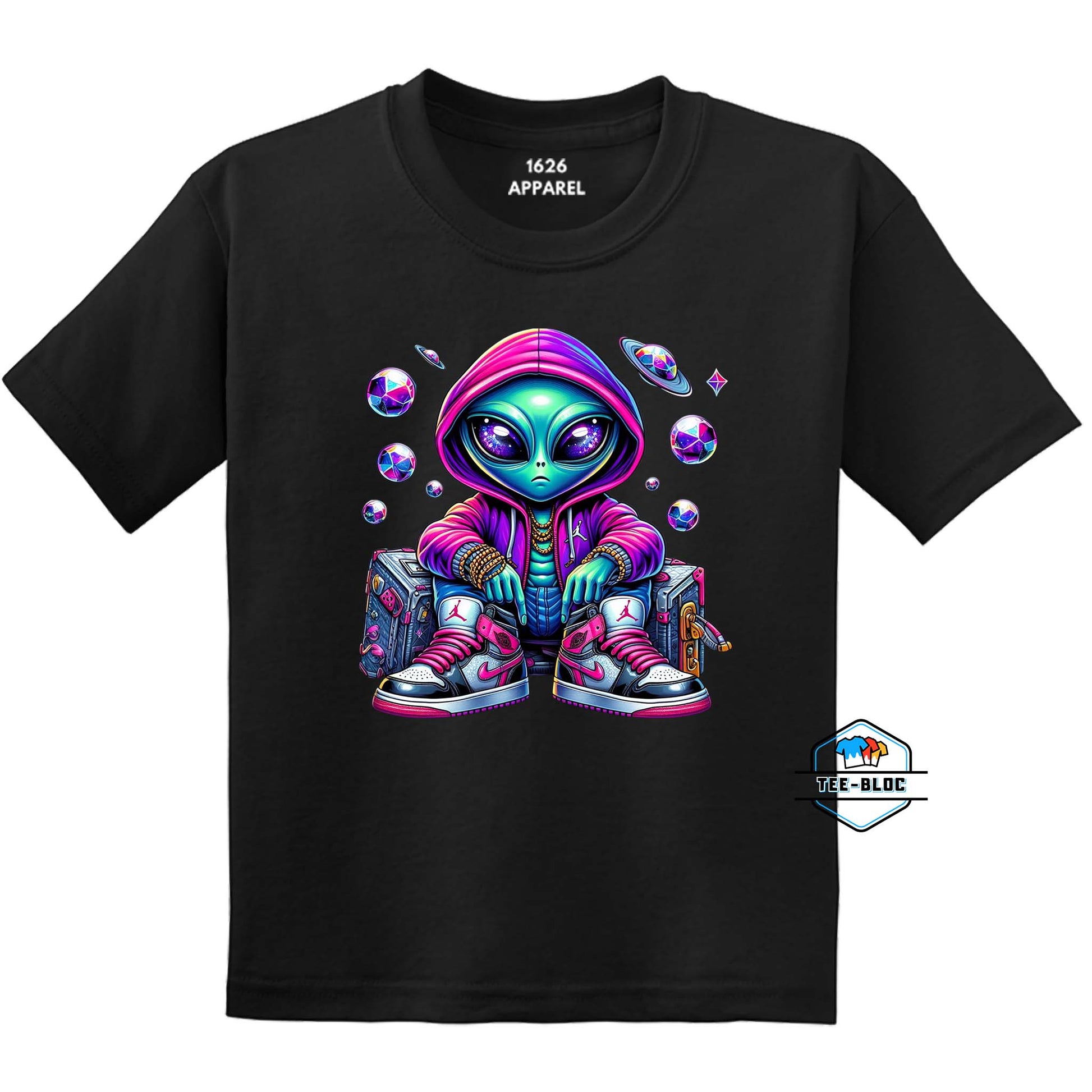 Hood Star Alien - Black Youth T-Shirts