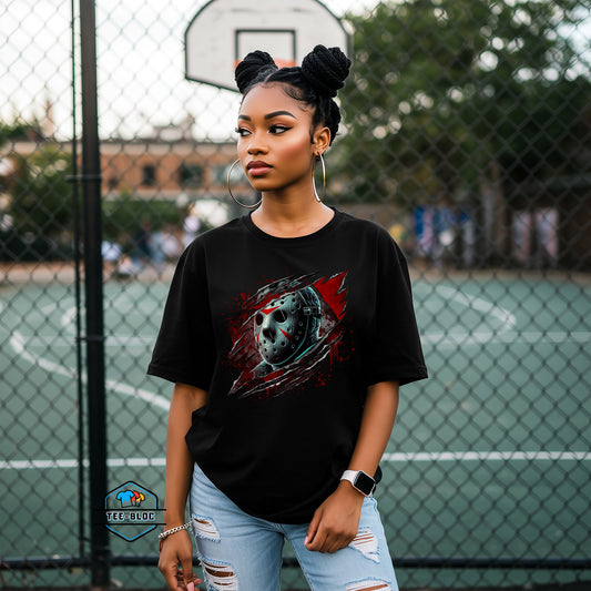 Jason Voorhees Friday 13th Halloween Black Tees Female Model