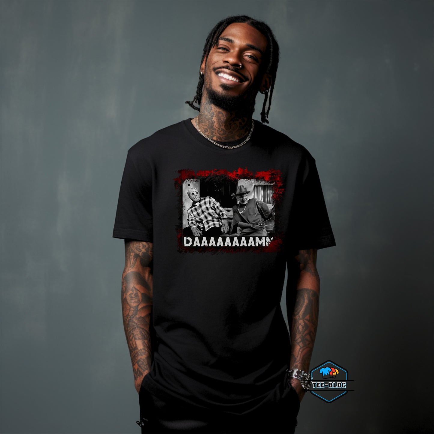 Jason Voorhees & Freddy Krueger Daaaamn Halloween T-Shirts Black 2
