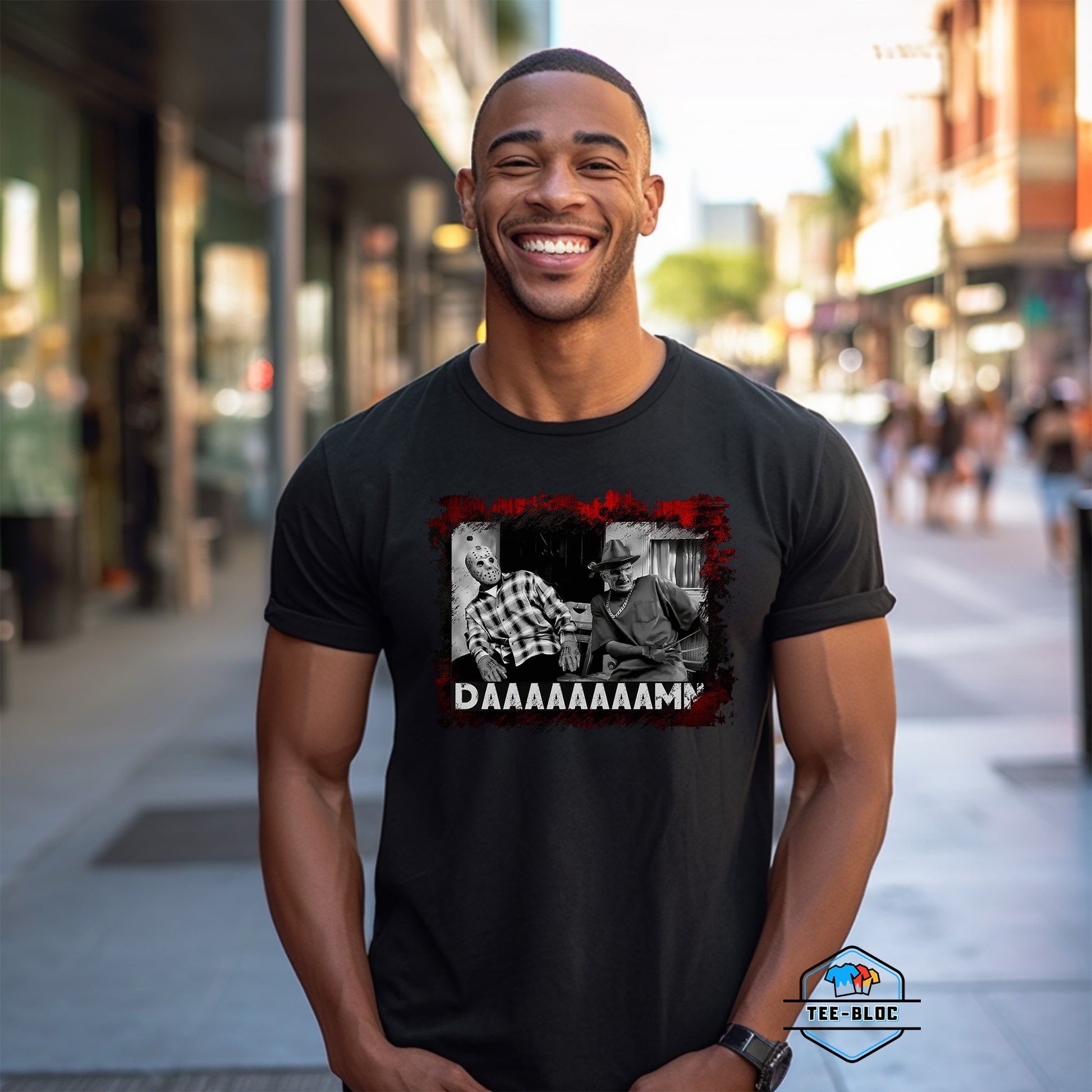 Jason Voorhees & Freddy Krueger Daaaamn Halloween T-Shirts Black