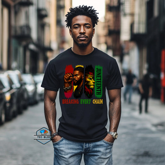 Juneteenth Break Every Chain Men's Black T-Shirts Model