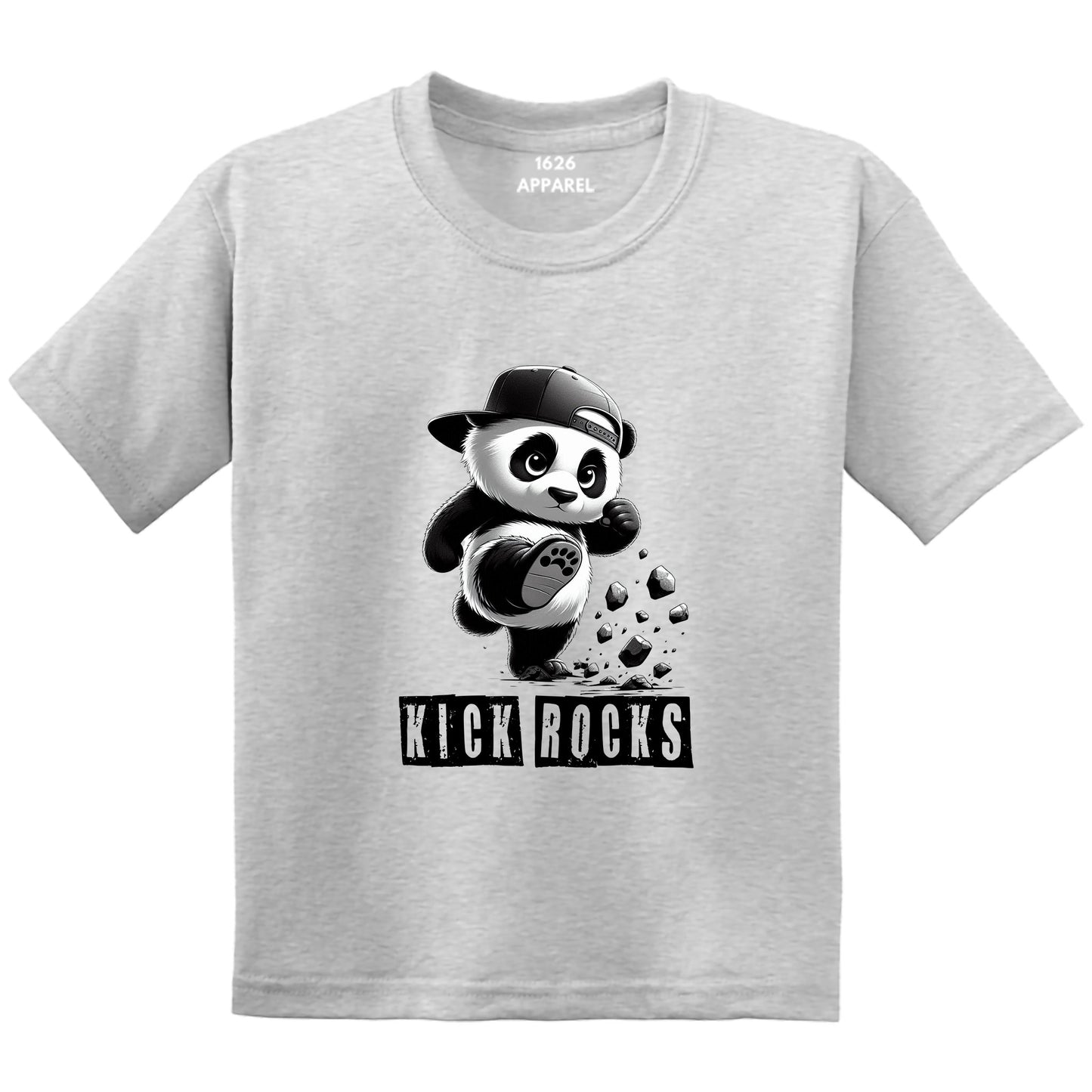 Kick Rocks Panda Graphic Printed T-Gray Shirts