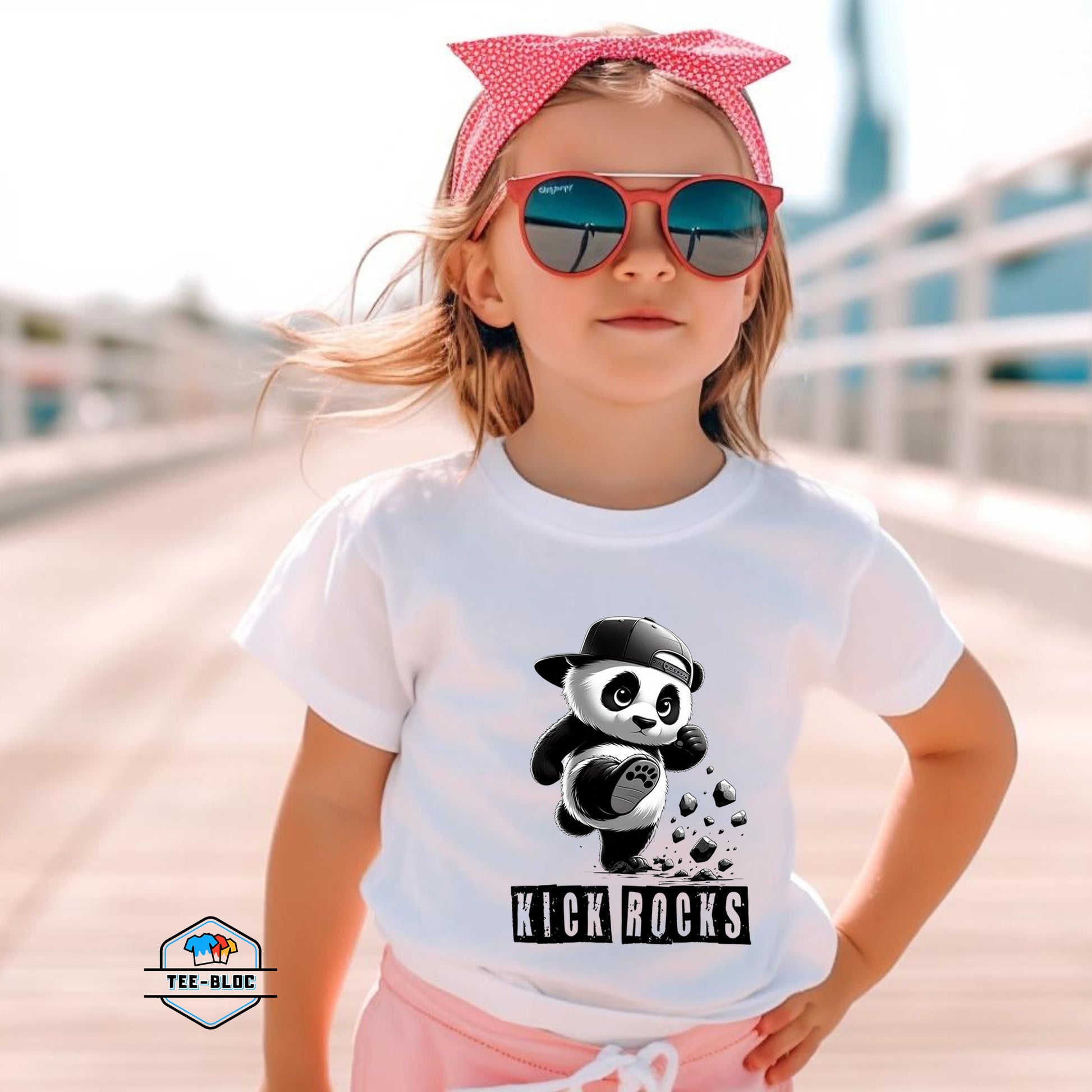 Kick Rocks Panda Graphic Printed T-White Shirts Model 2