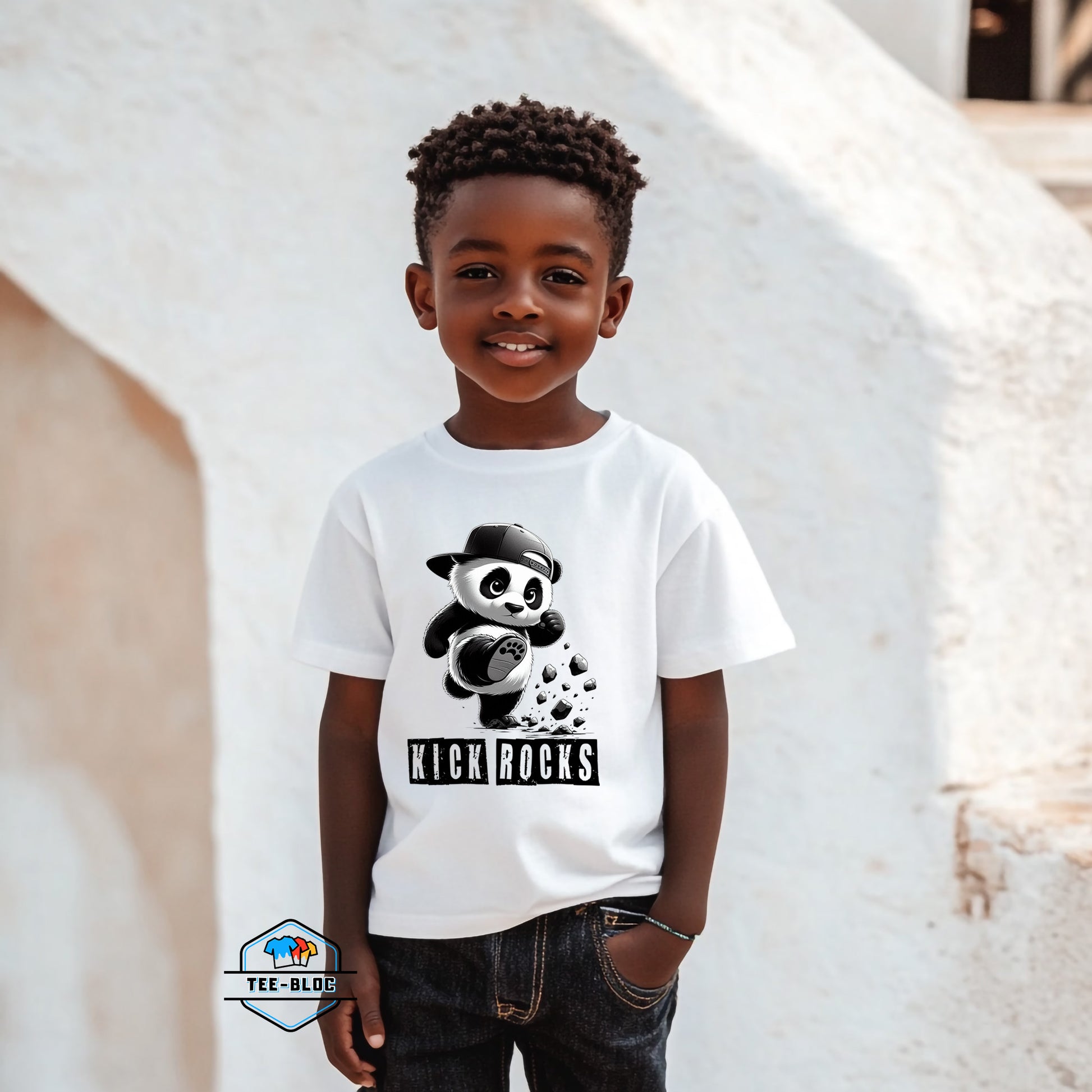 Kick Rocks Panda Graphic Printed T-White Shirts Model