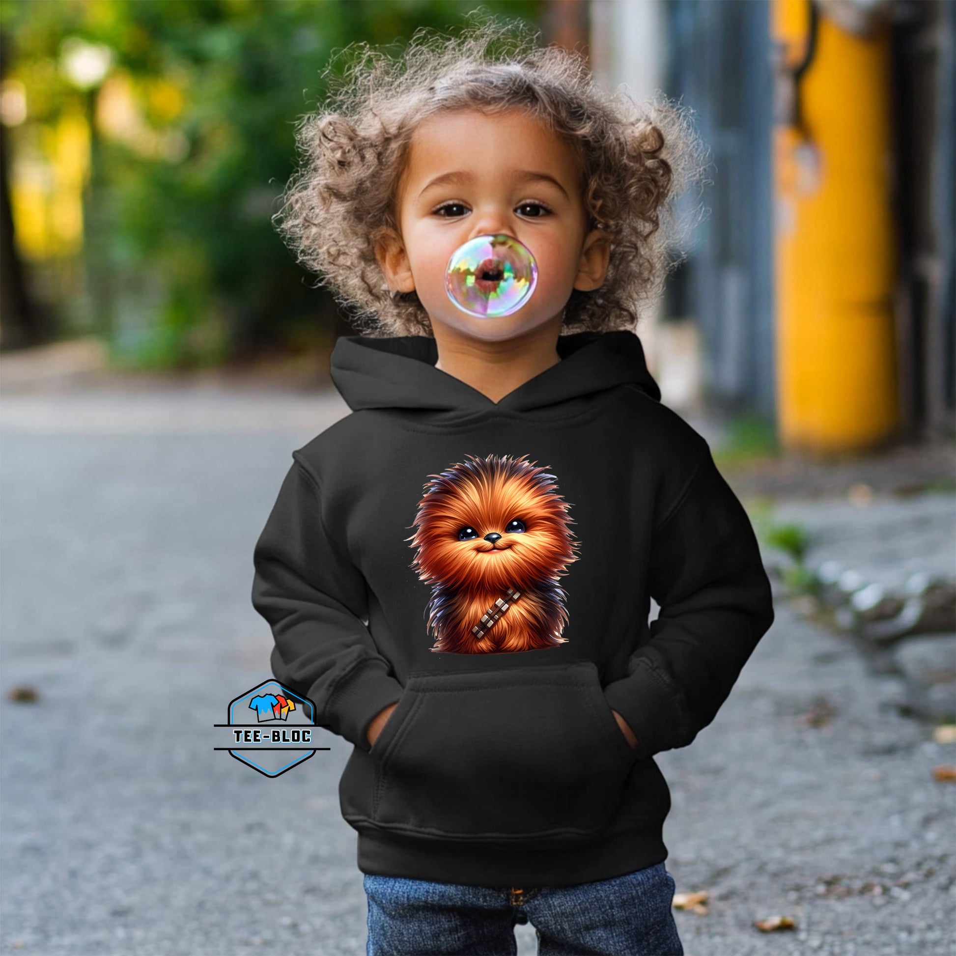 Kids Baby Chewie Graphic Printed Black Hoodies Model