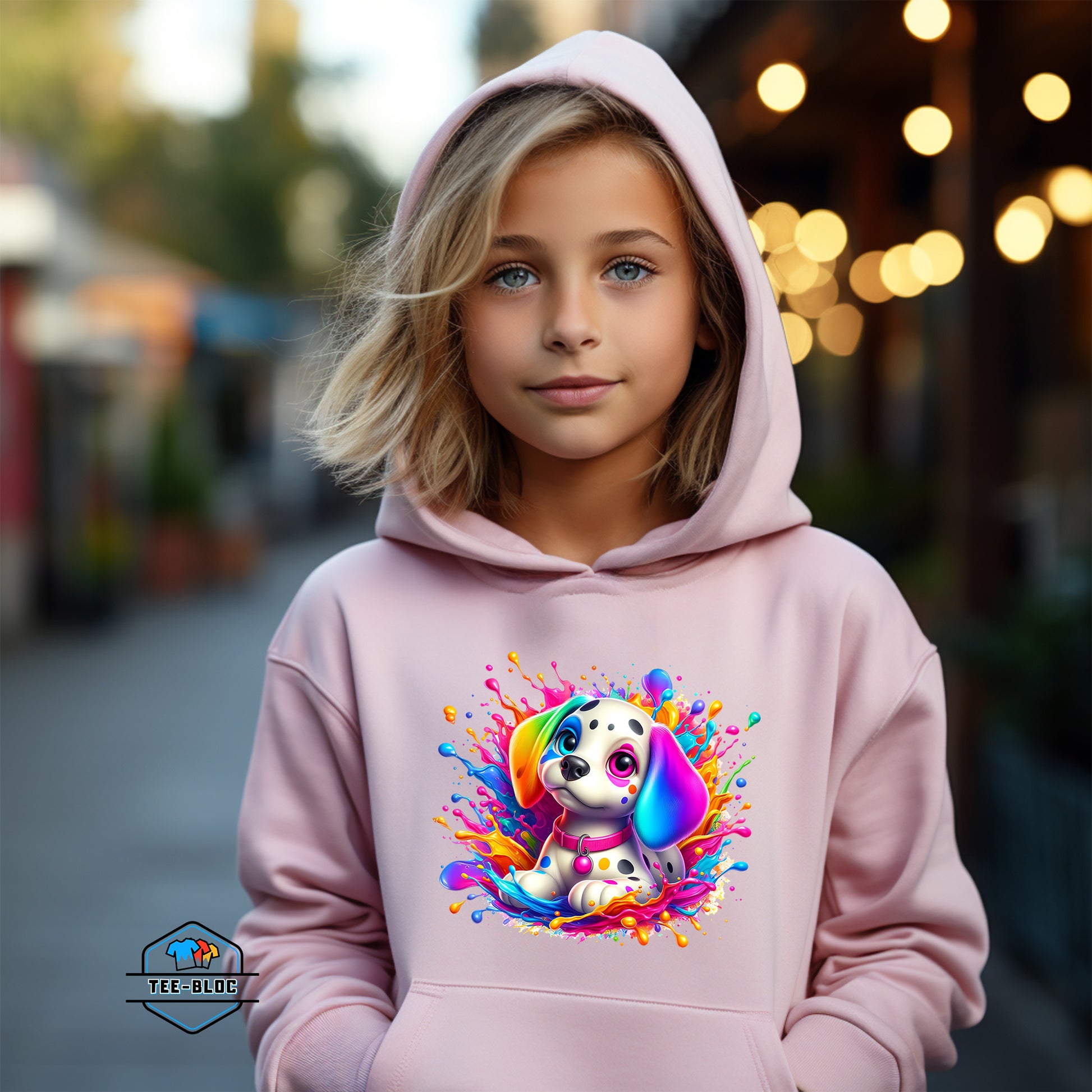 Kids Colorful Dalmation Graphic Printed Pink Hoodies