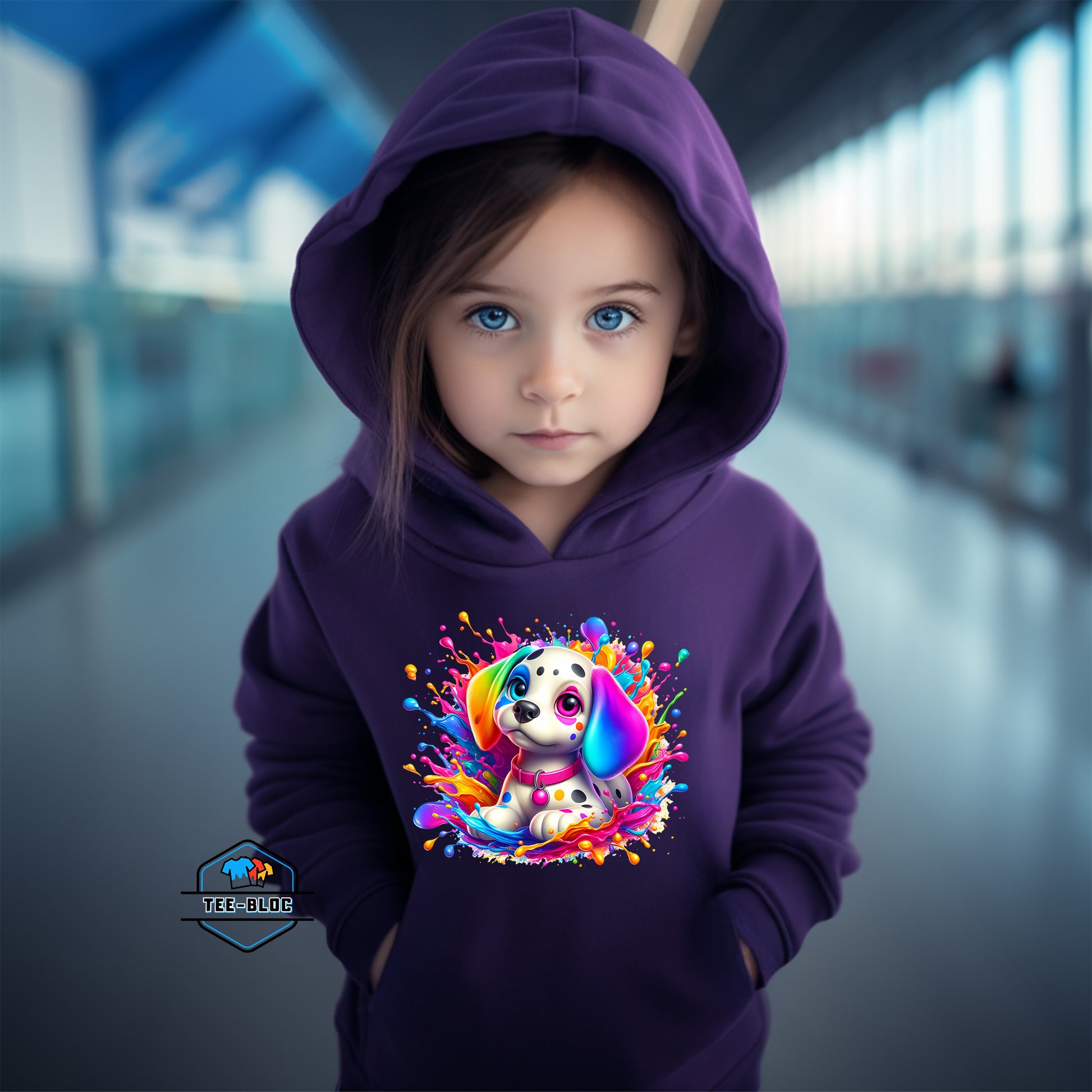 Kids Colorful Dalmation Graphic Printed Purple Hoodies