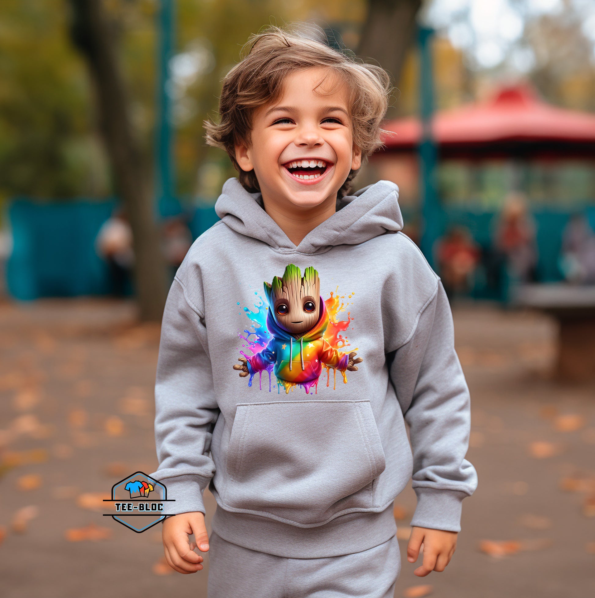 Kids Colorful Groot Graphic Printed Gray Hoodies