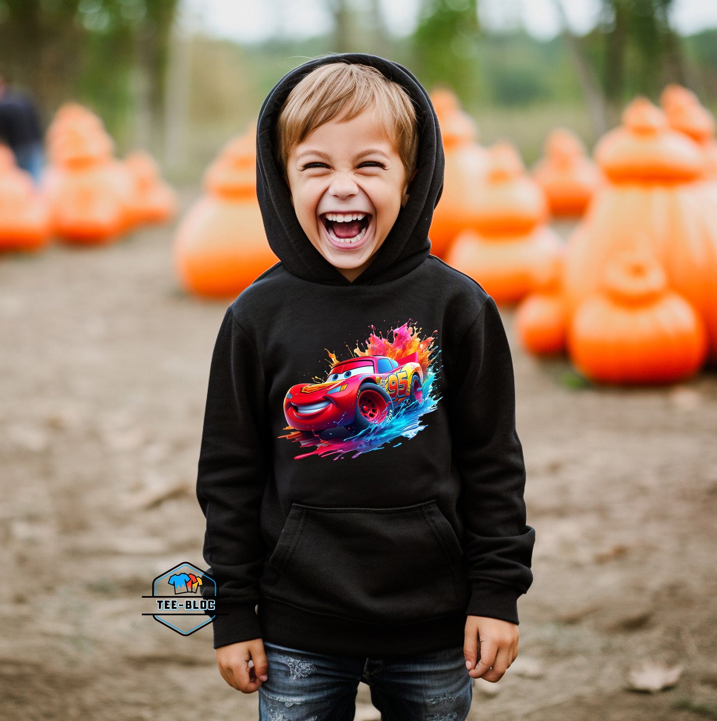 Kids Lightning McQueen Graphic Printed Black Hoodies