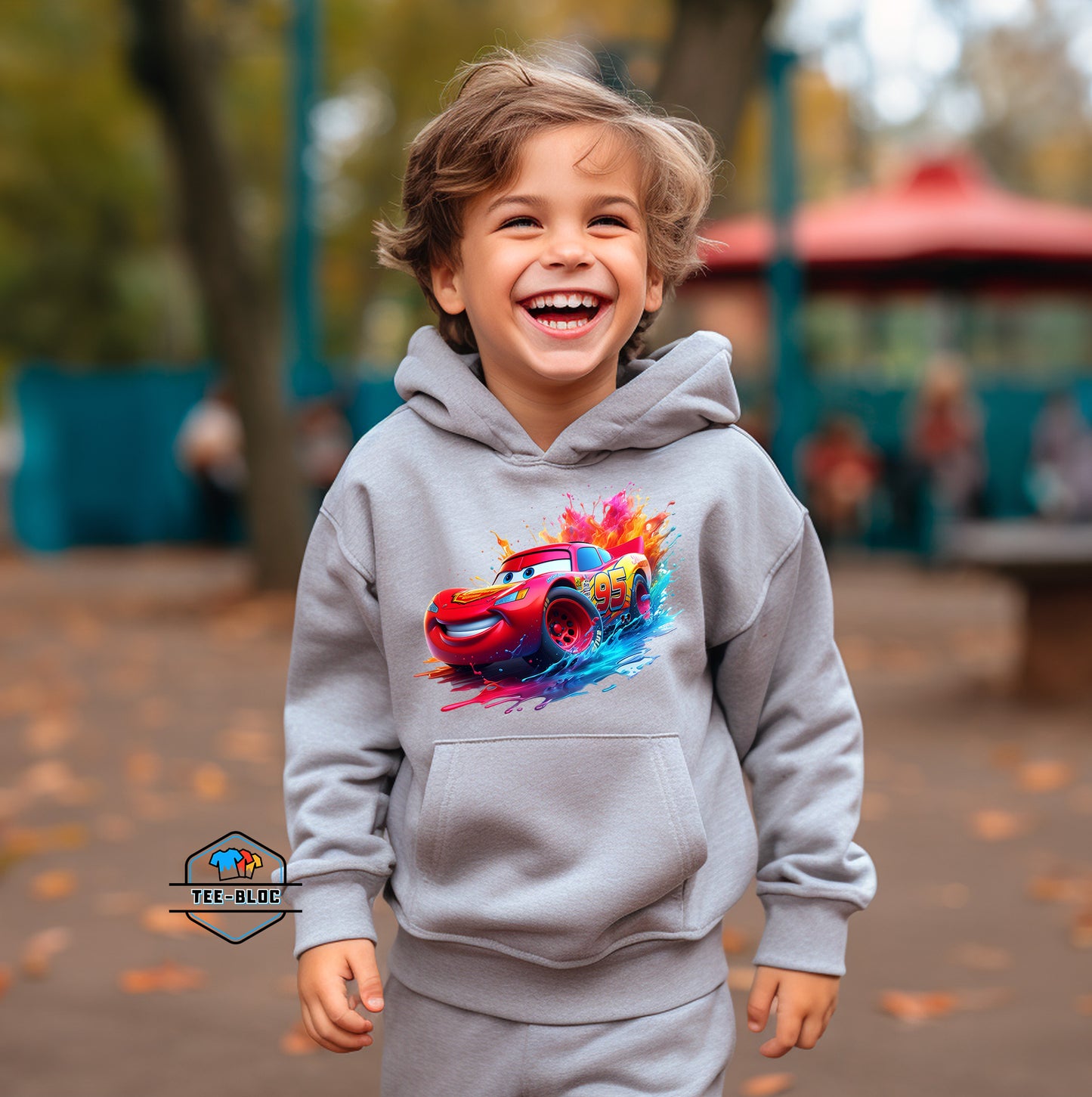 Kids Lightning McQueen Graphic Printed Gray Hoodies