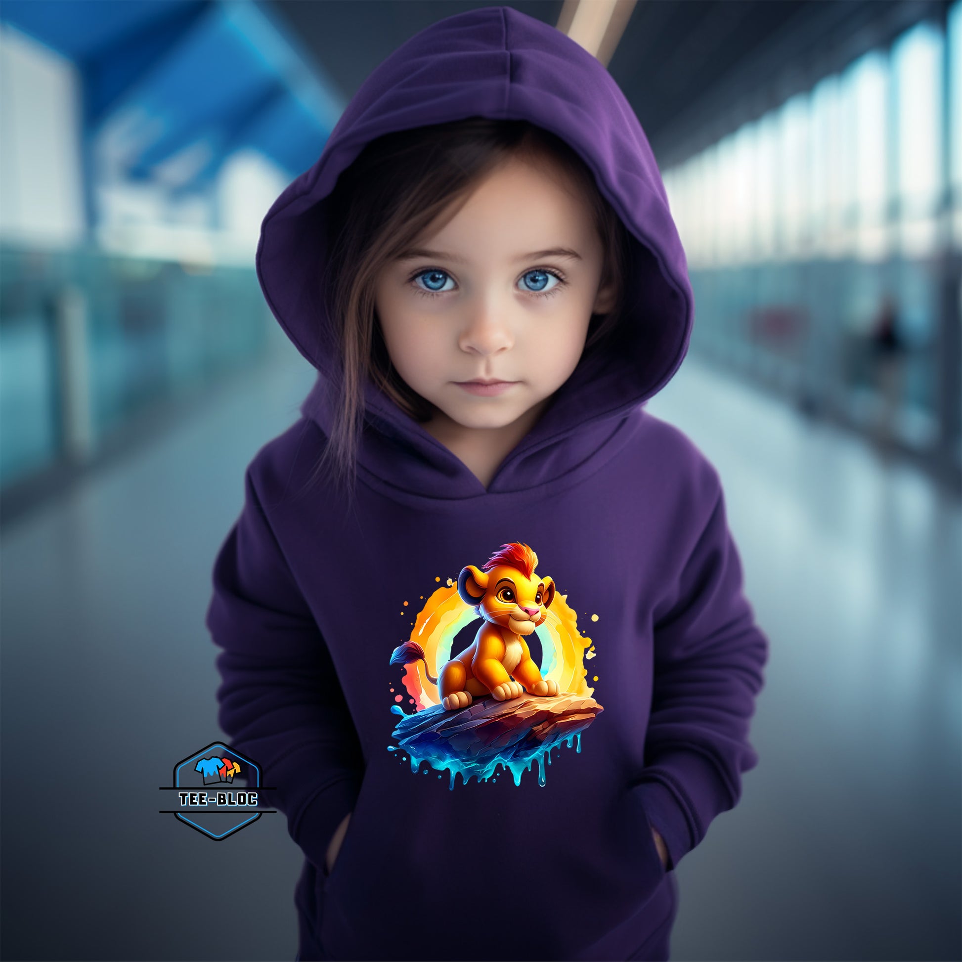 Kids Little Simba Graphic Printed Purple Hoodies