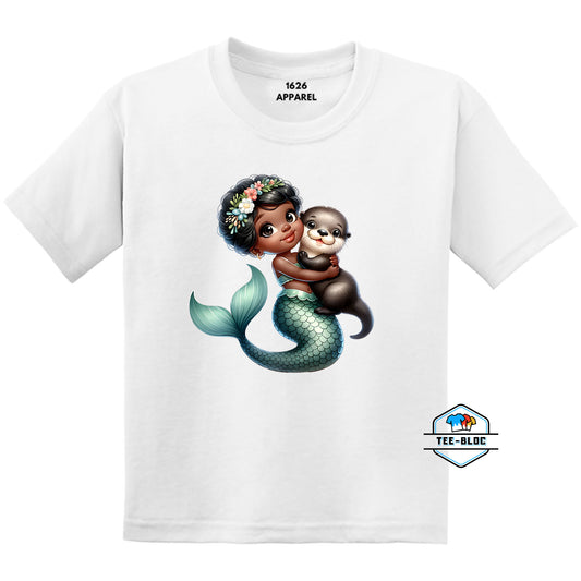 Little Mermaid Otter White Youth T-Shirts