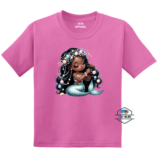 Little Mermaid Pearls Pink Youth T-Shirts