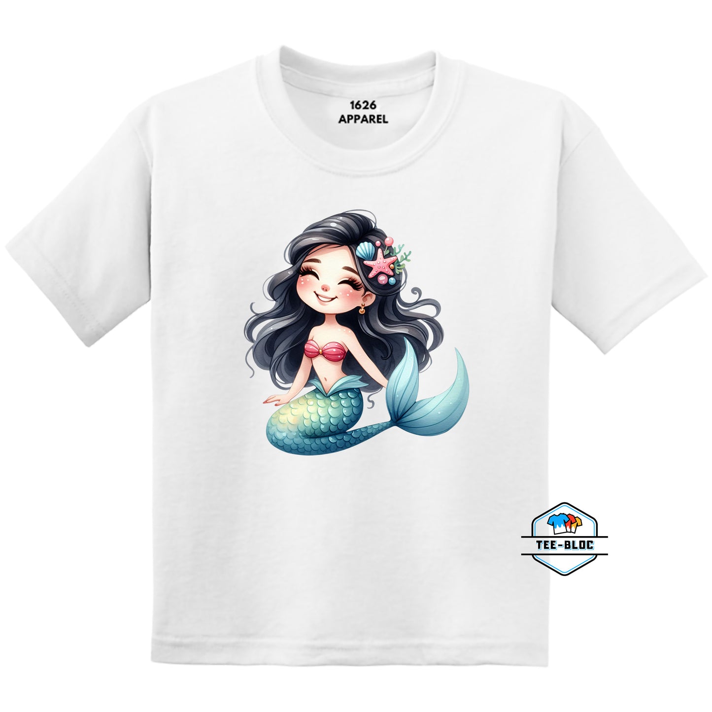 Brunette Little Mermaid Youth White T-Shirts