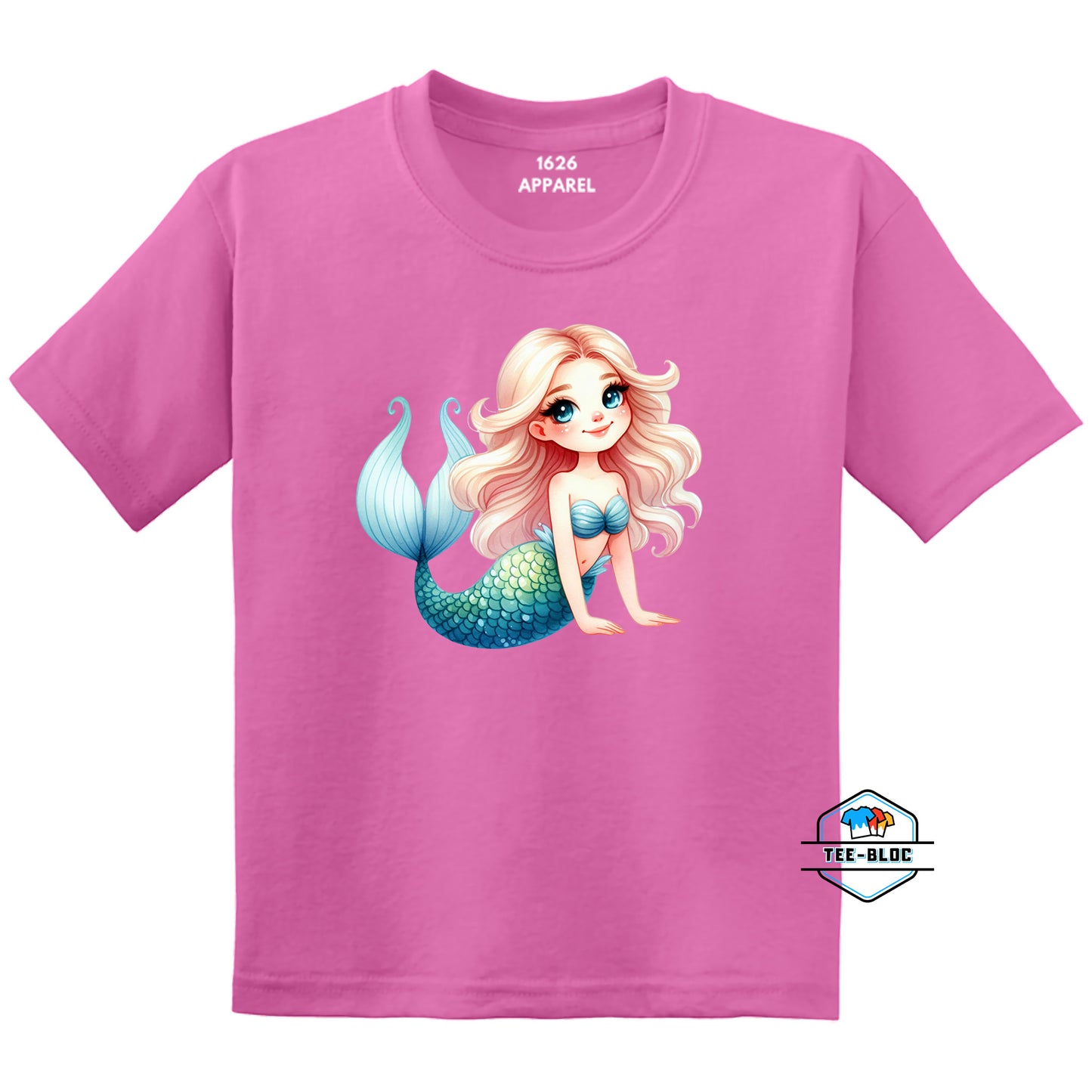 Blonde Little Mermaid Pink Youth T-Shirts