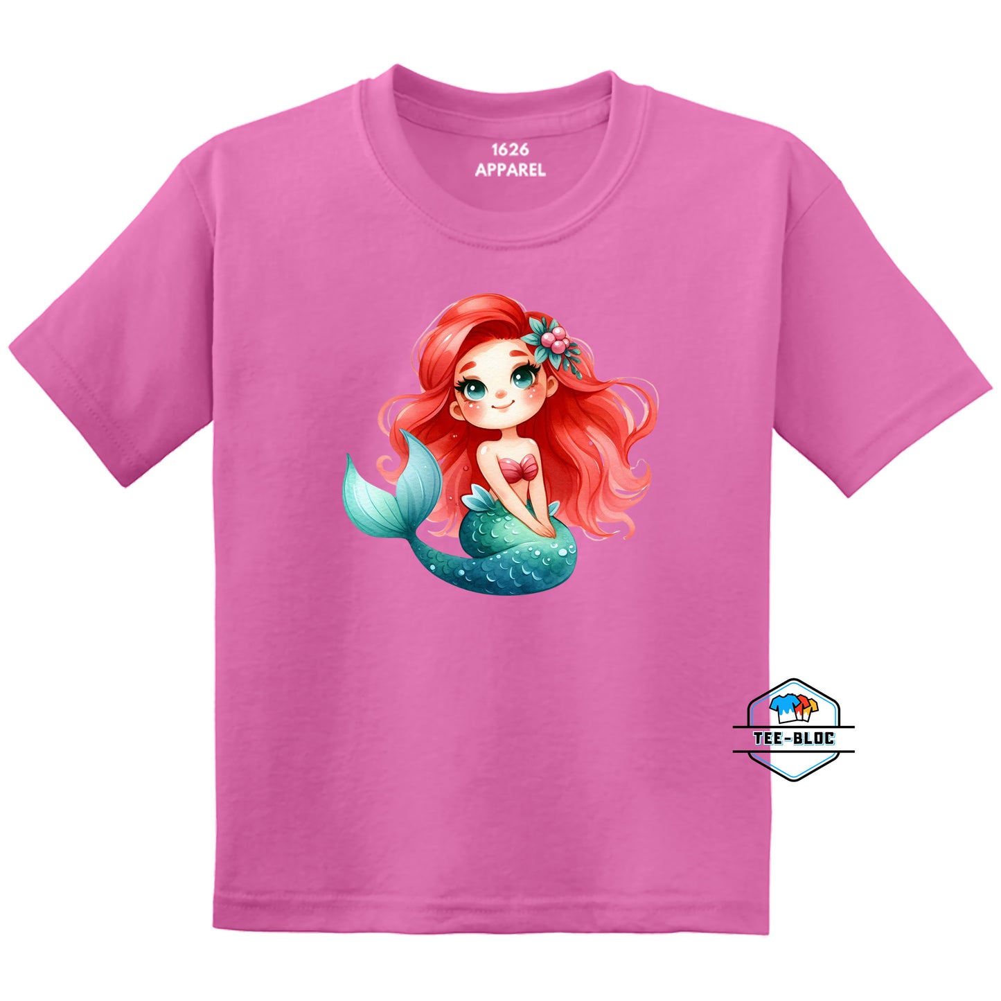 Red Headed Little Mermaid Pink Youth T-Shirts