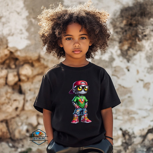 Nerdy Cool Robot Black T-Shirts Model
