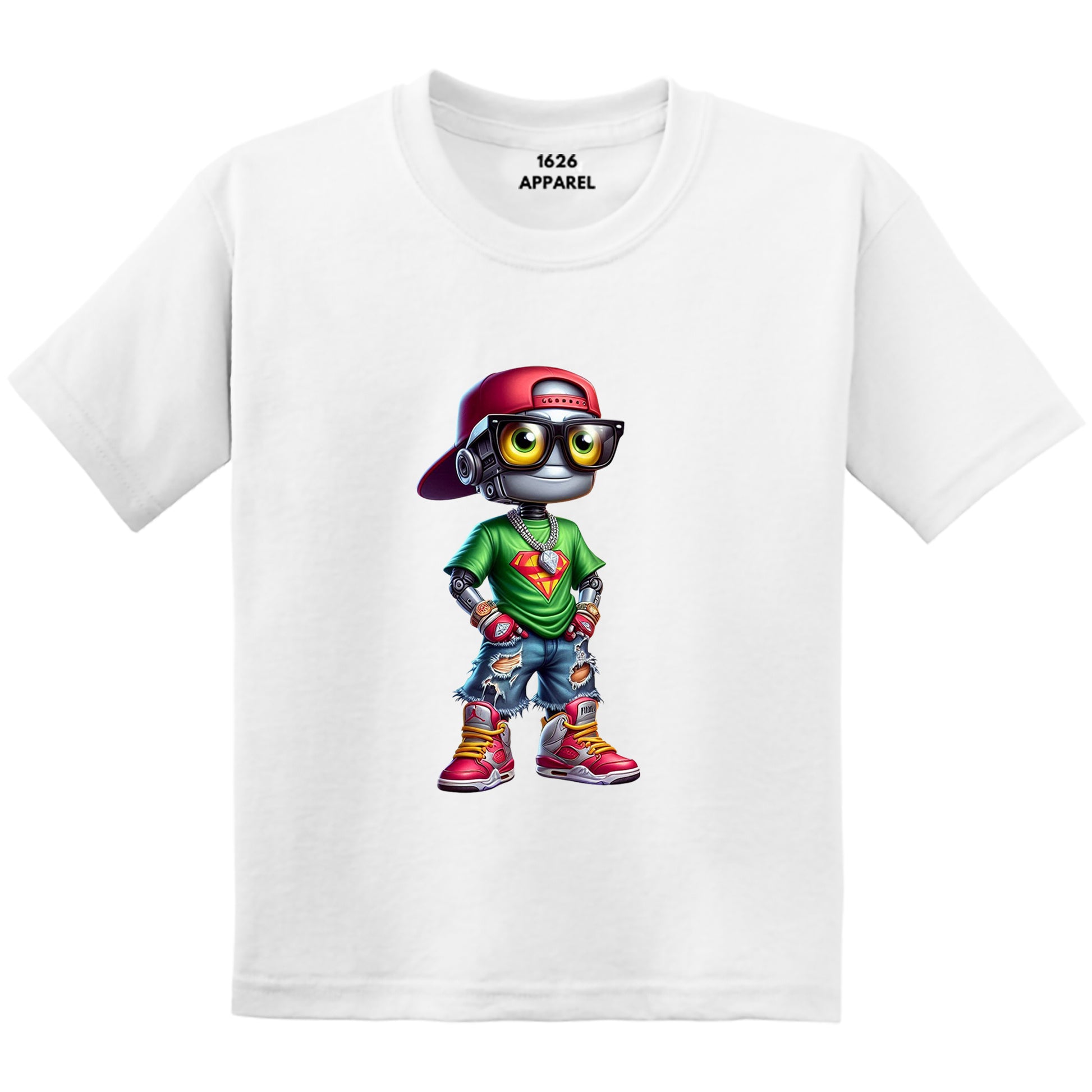 Nerdy Cool Robot White T-Shirts