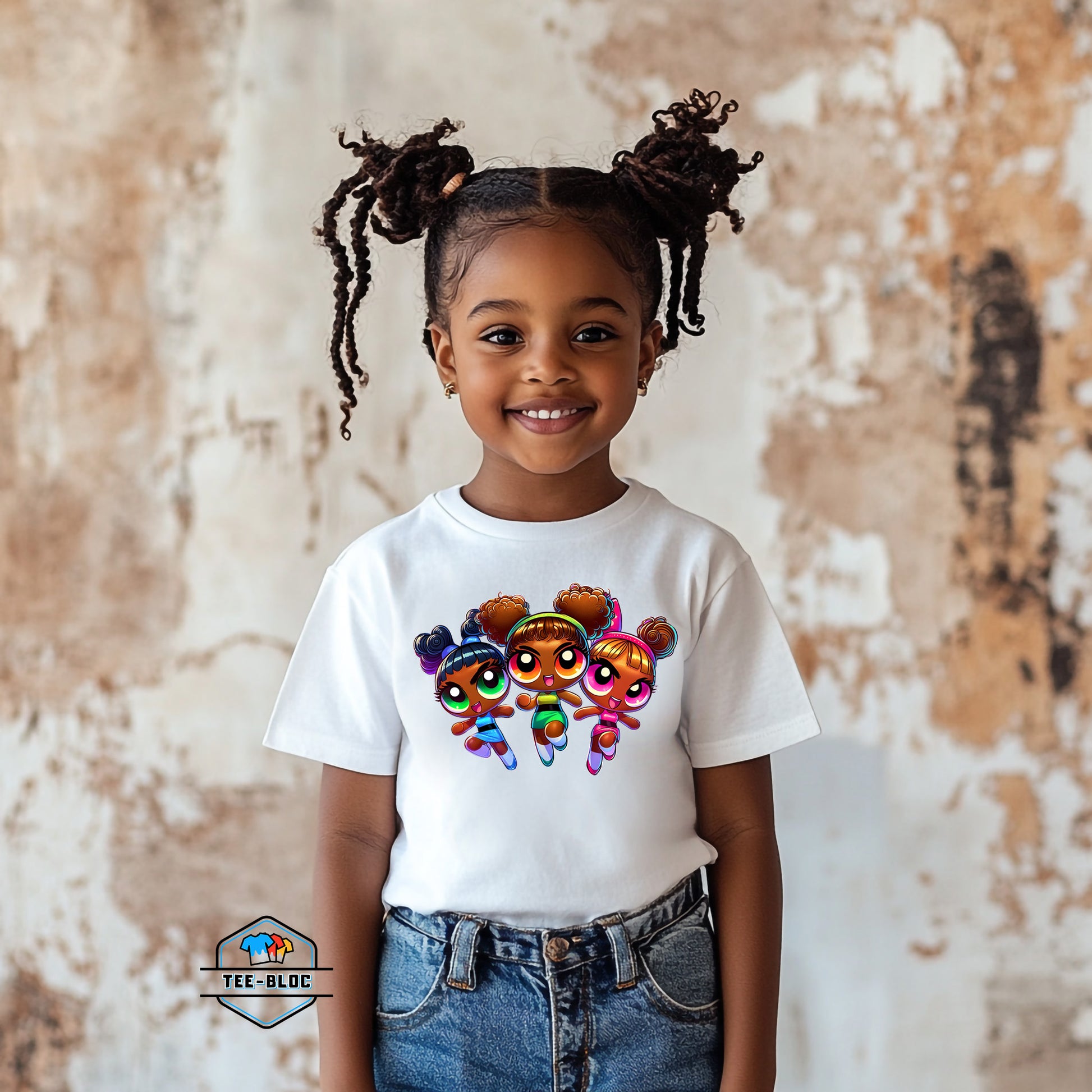 Power Puff Girls White T-Shirts Model