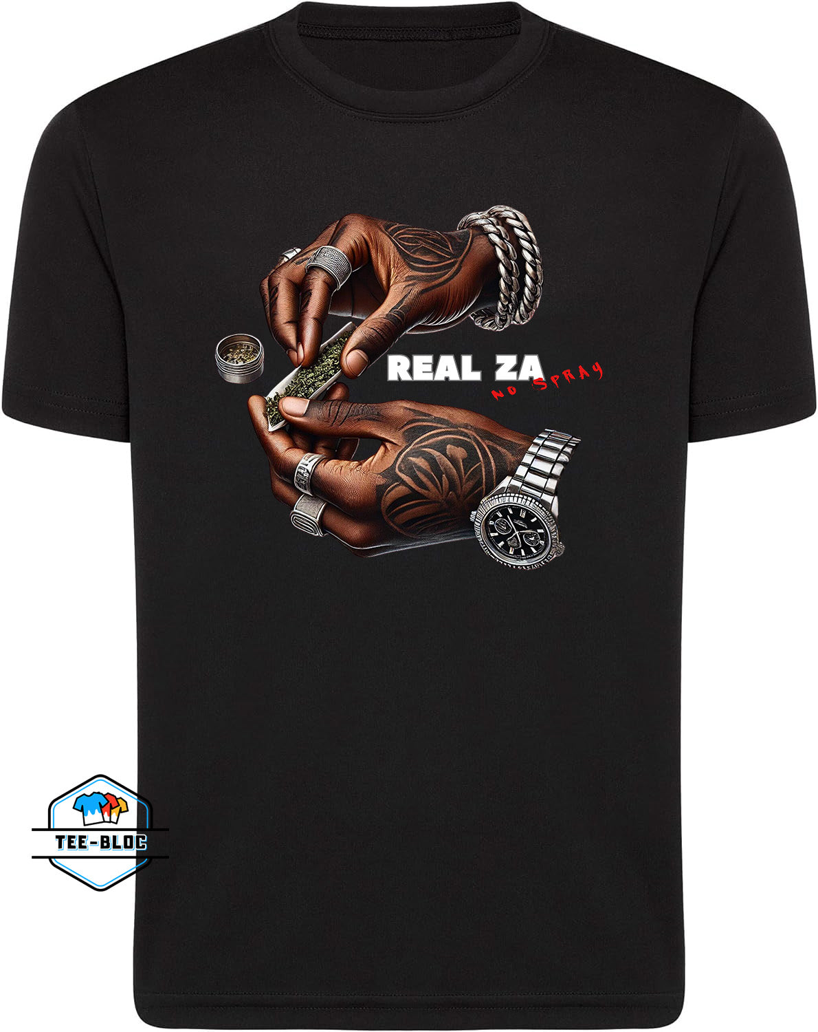 Real Za No Spray Graphic Printed Black T-Shirts