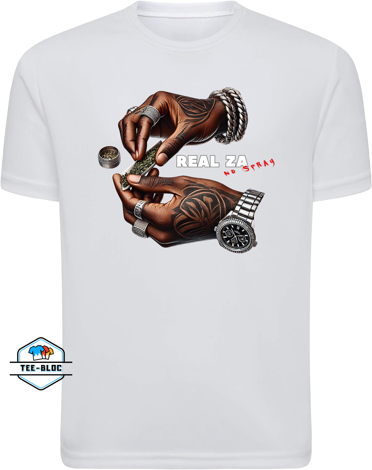 Real Za No Spray Graphic Printed White T-Shirts