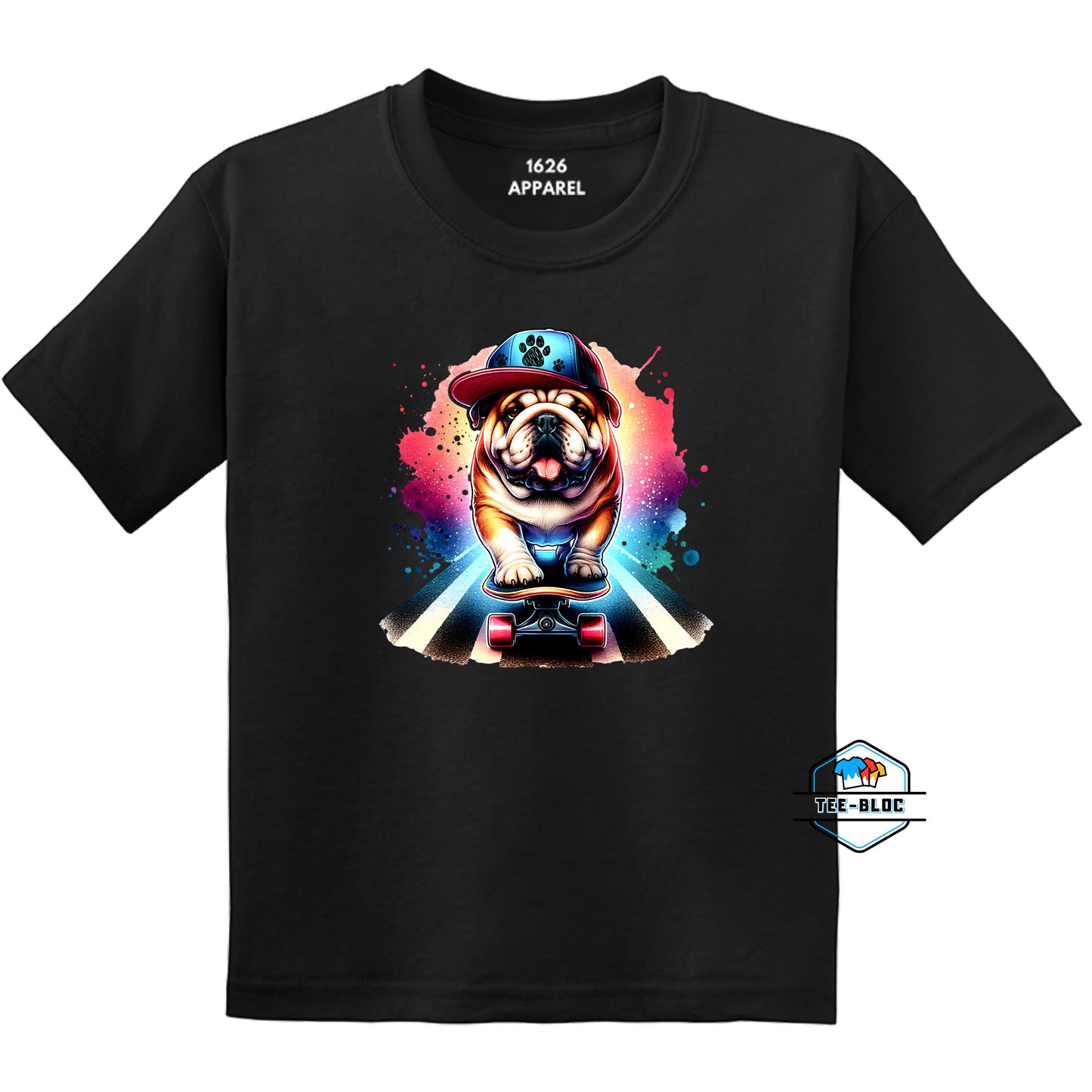 Skateboard Bull Dog Black Youth T-Shirts