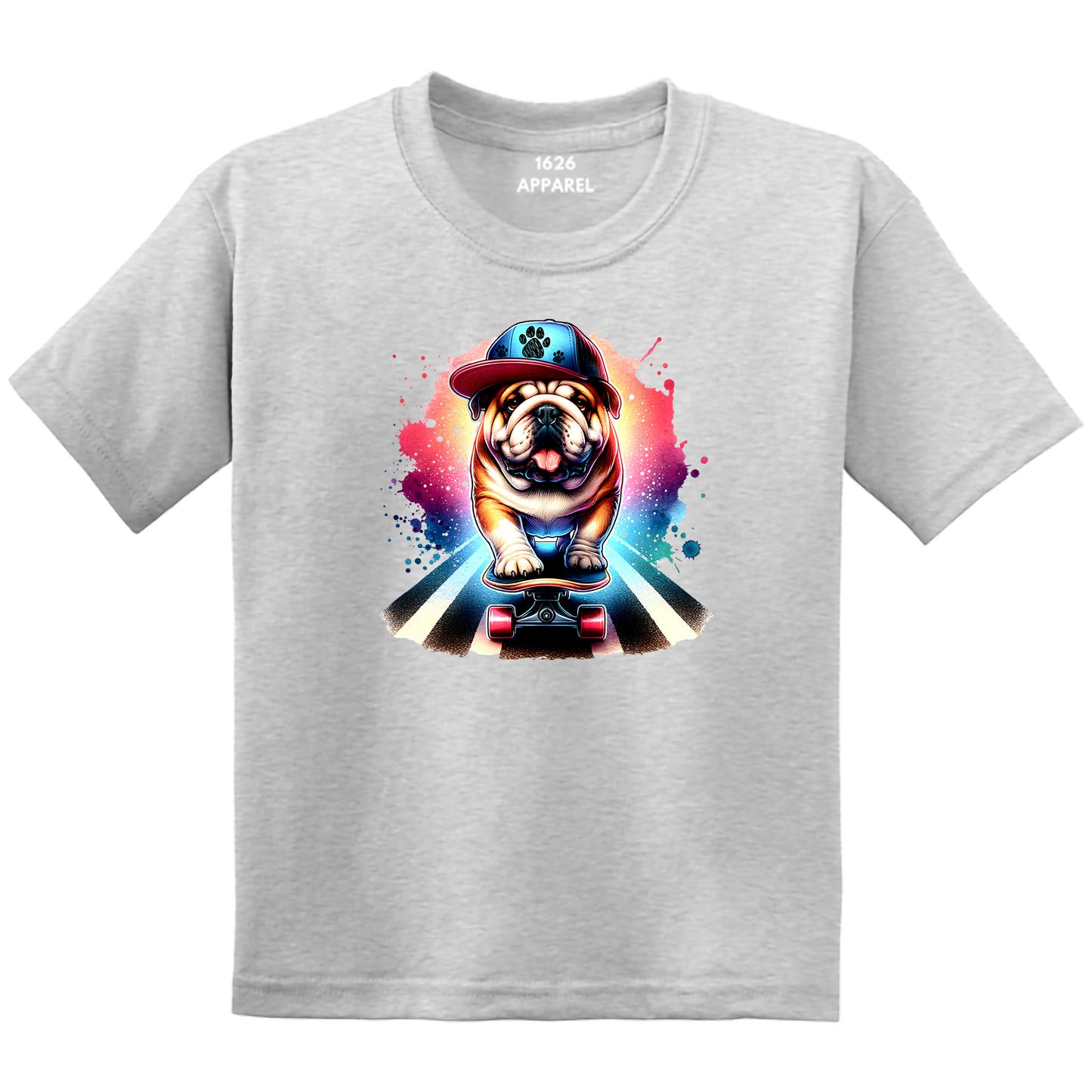 Skateboard Bull Dog Gray Youth T-Shirts