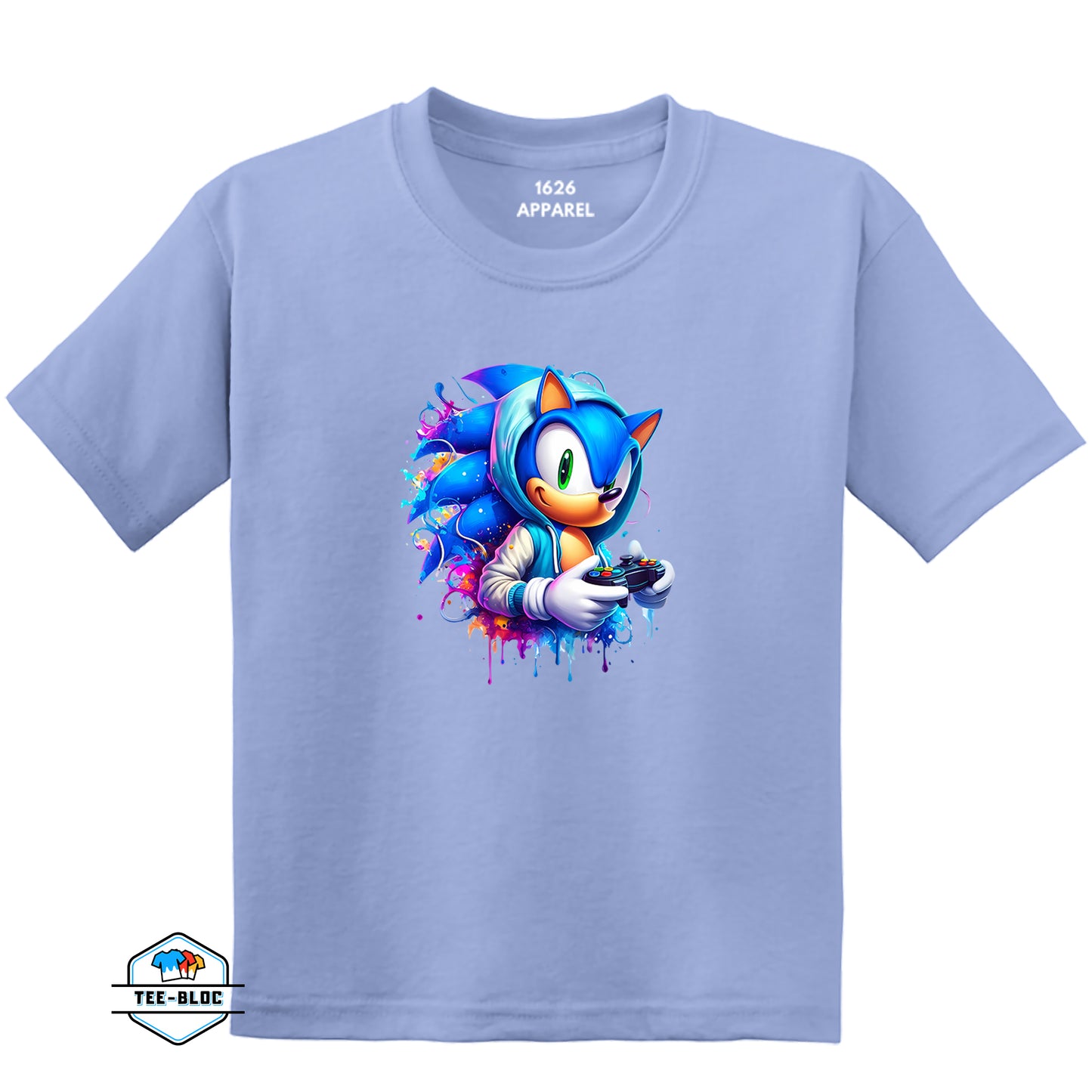 Kids Sonic Gamer Graphic Printed Light Blue T-Shirts