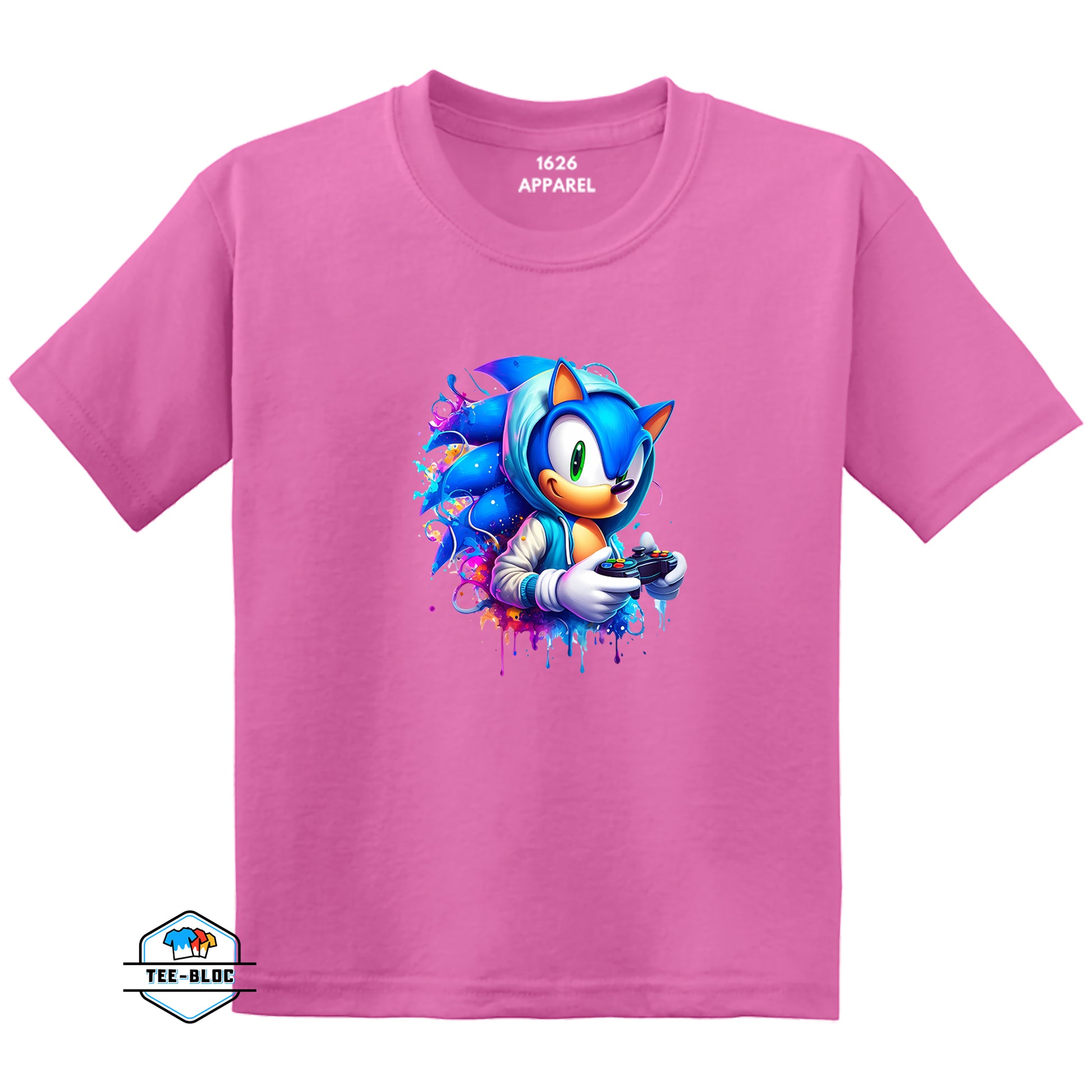 Kids Sonic Gamer Graphic Printed Pink T-Shirts