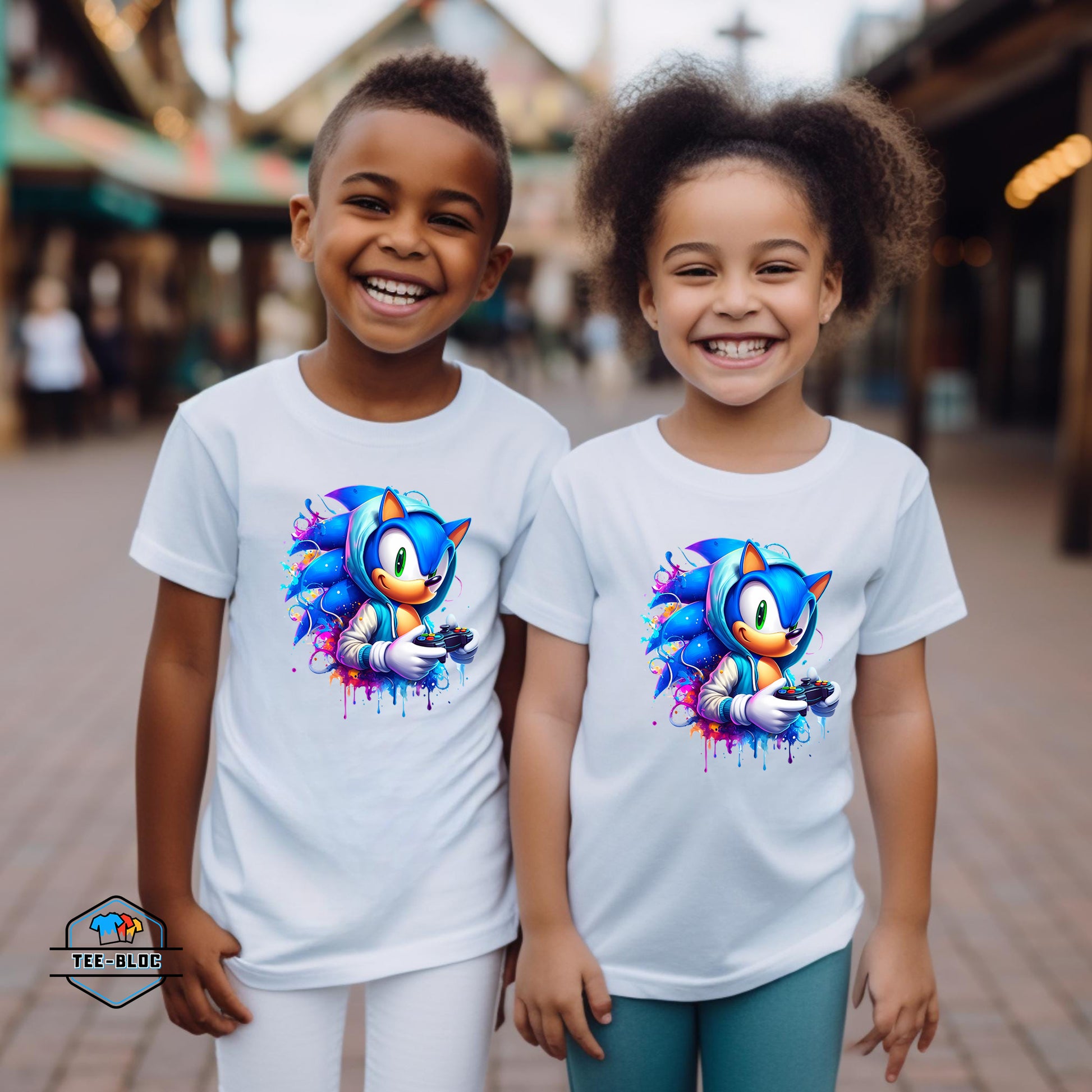 Kids Sonic Gamer Graphic Printed T-Shirts Models