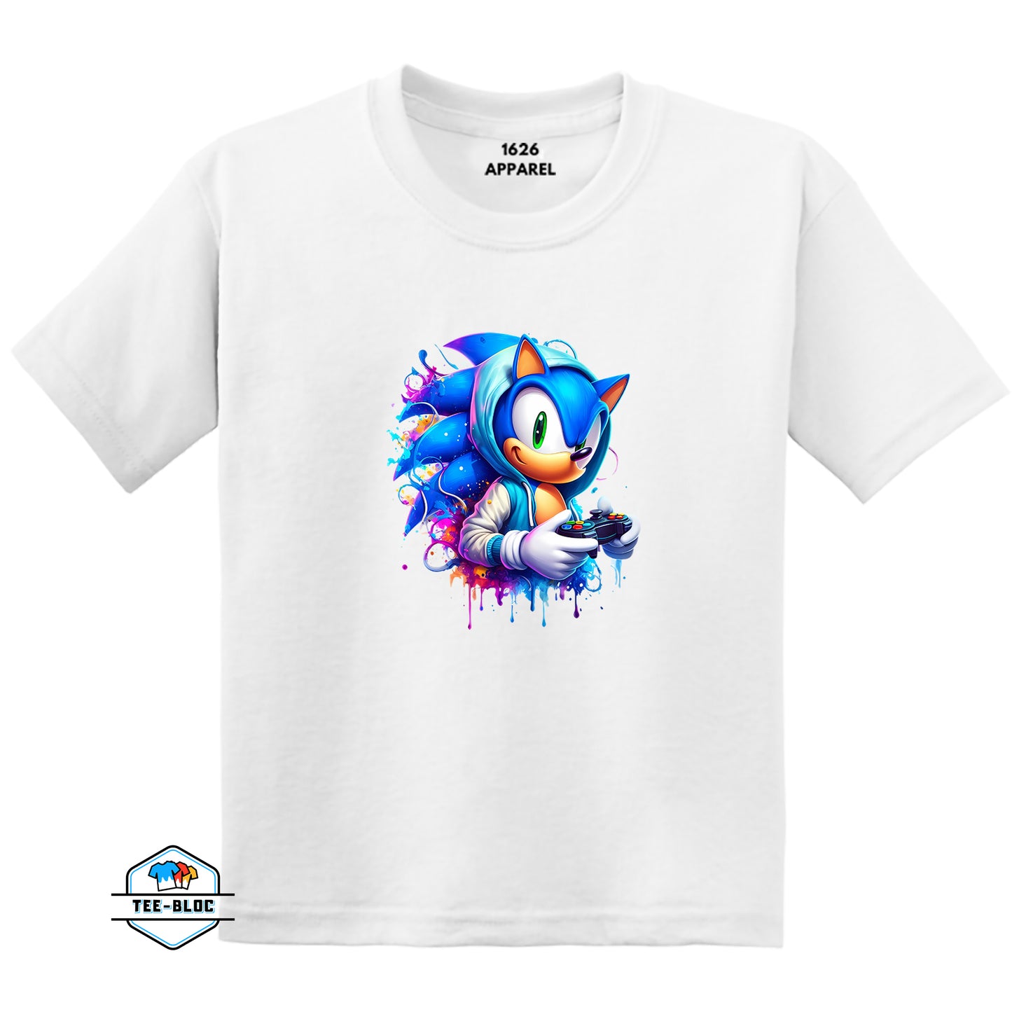 Kids Sonic Gamer Graphic Printed White T-Shirts