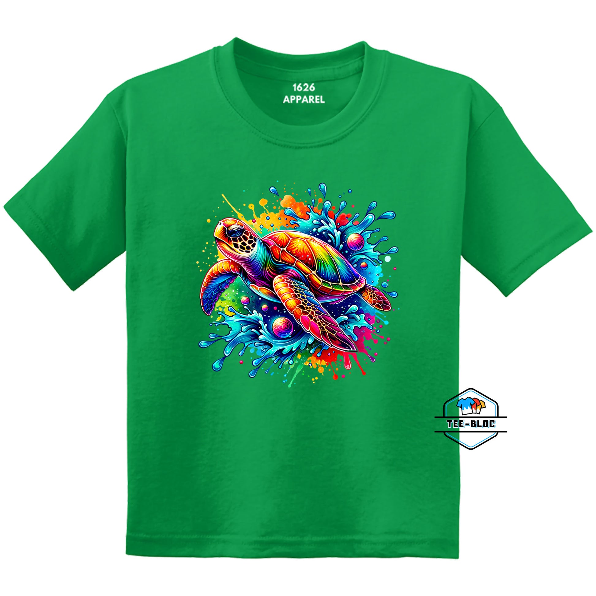 Splashing Turtle Green Youth T-Shirts