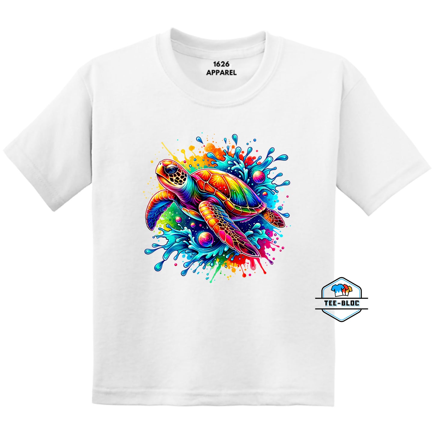 Splashing Turtle White Youth T-Shirts