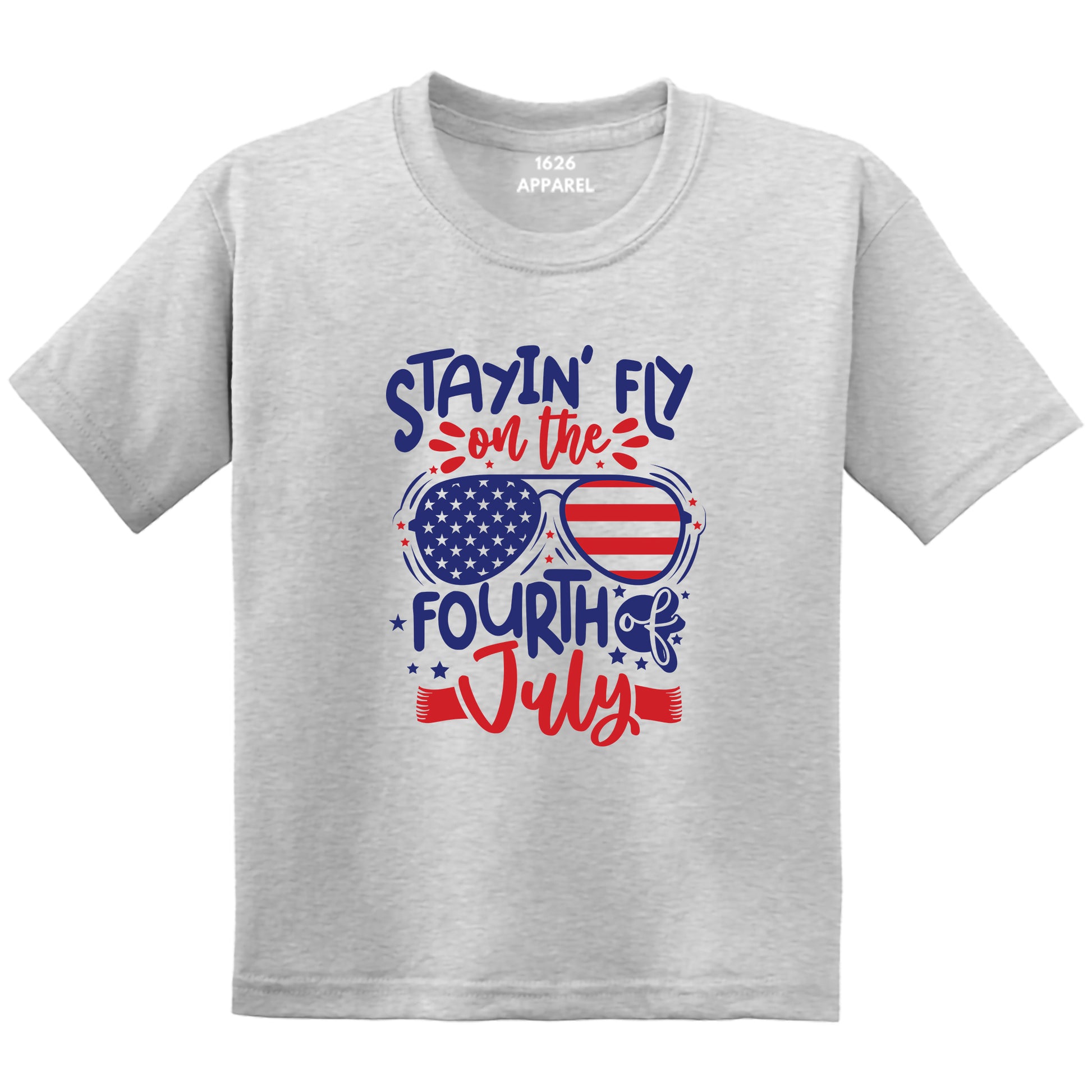 Kid's Staying Fly on the Fourth of July Graphic Printed Gray T-Shirts