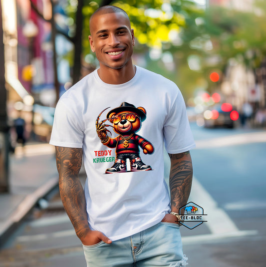 Teddy Krueger Halloween Graphic Printed White T-Shirts Model