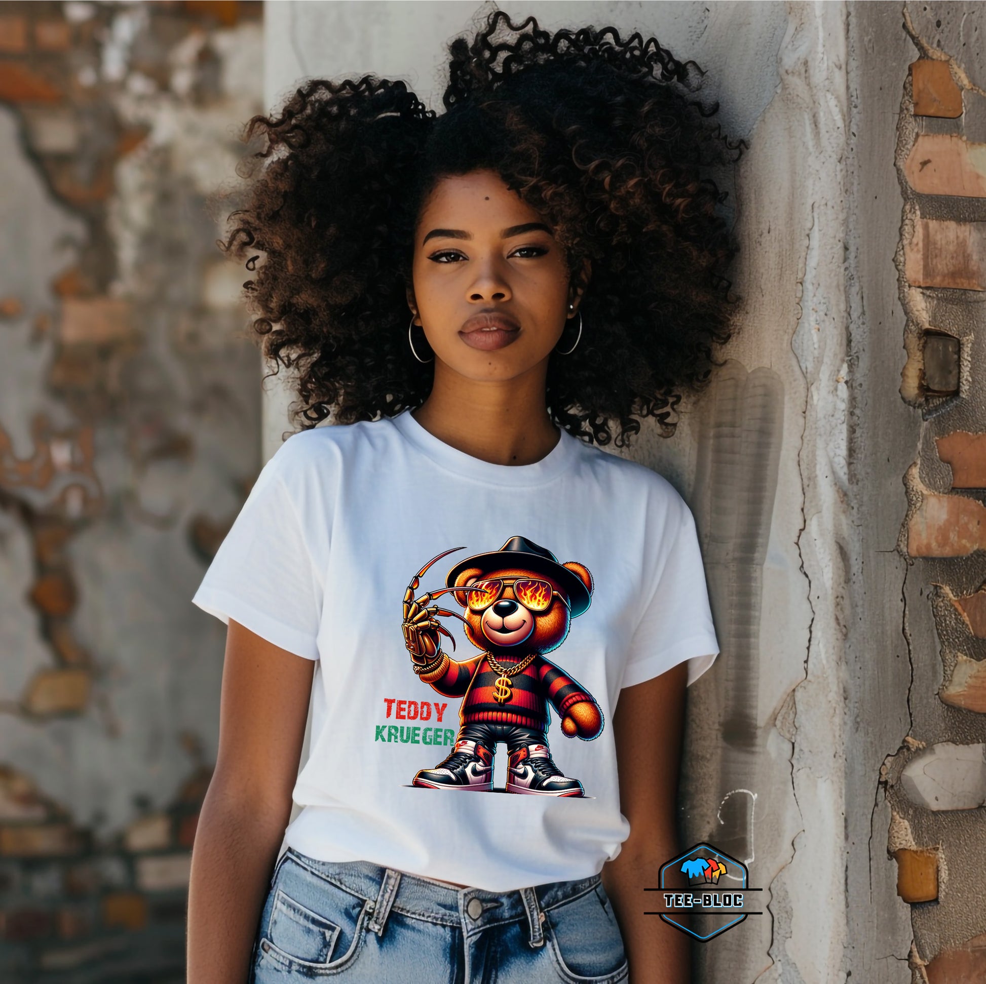 Teddy Krueger Halloween Graphic Printed White T-Shirts